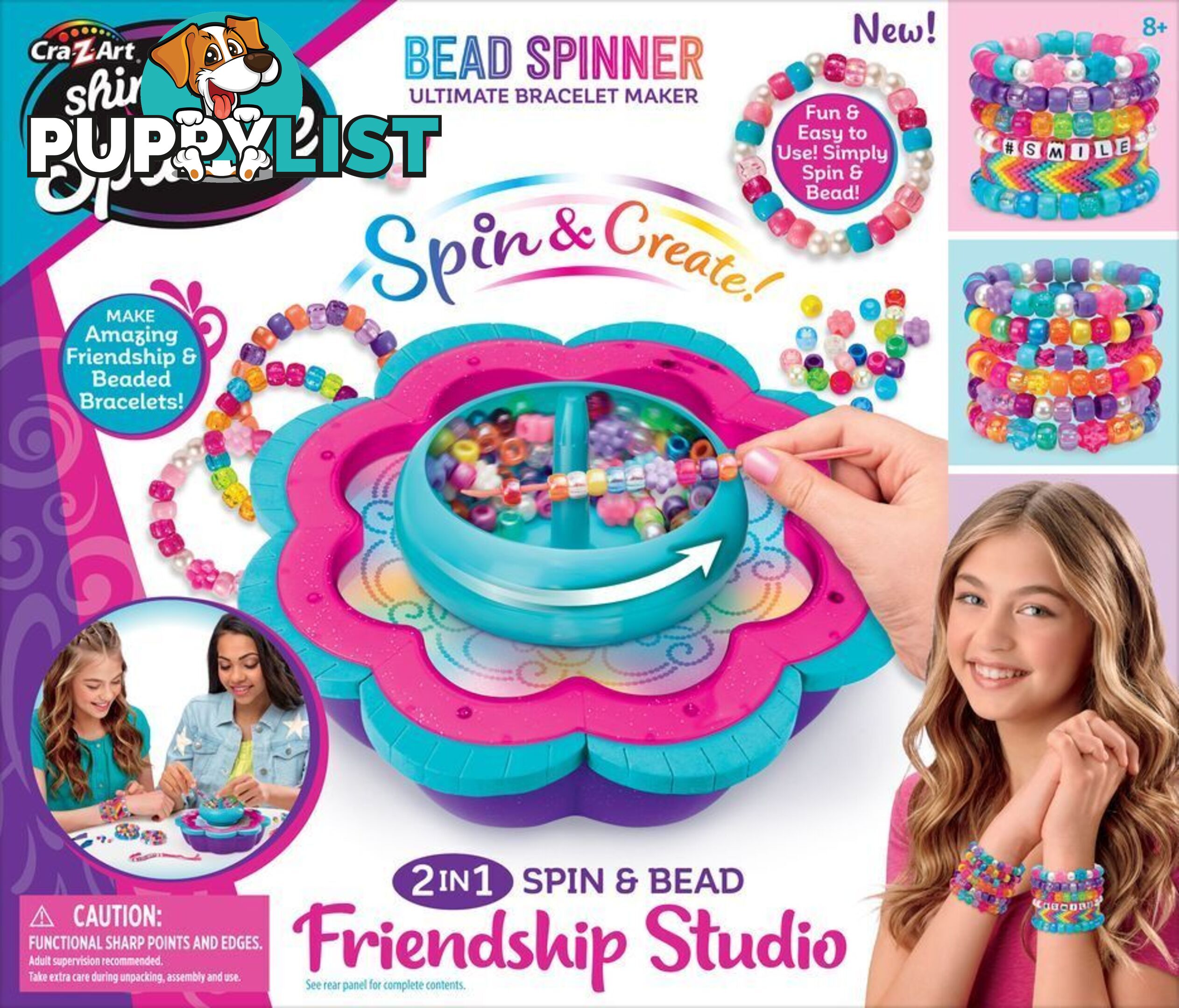 Cra-z-art - Shimmer 'n Sparkle 2 In 1 Spin & Bead Friendship Studio - Bg173394 - 884920173392