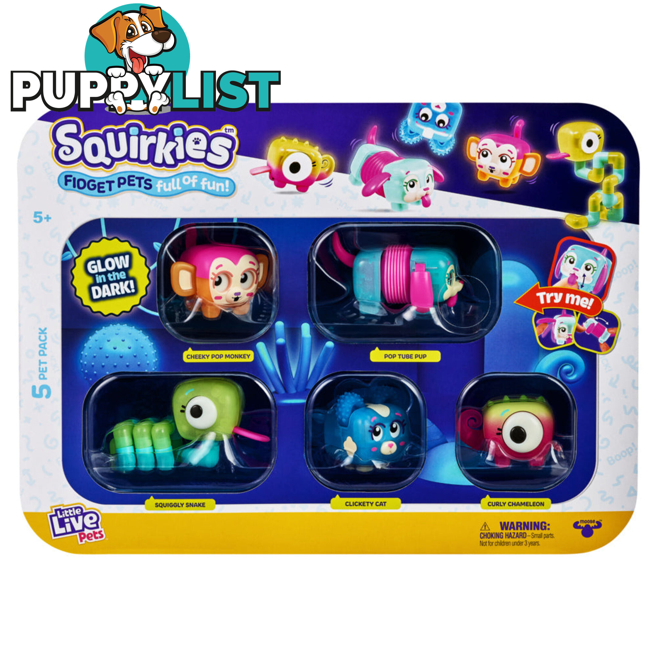 Little Live Pets - Squirkies Glow In The Dark 5 Pet Pack - Mj26437 - 630996264379