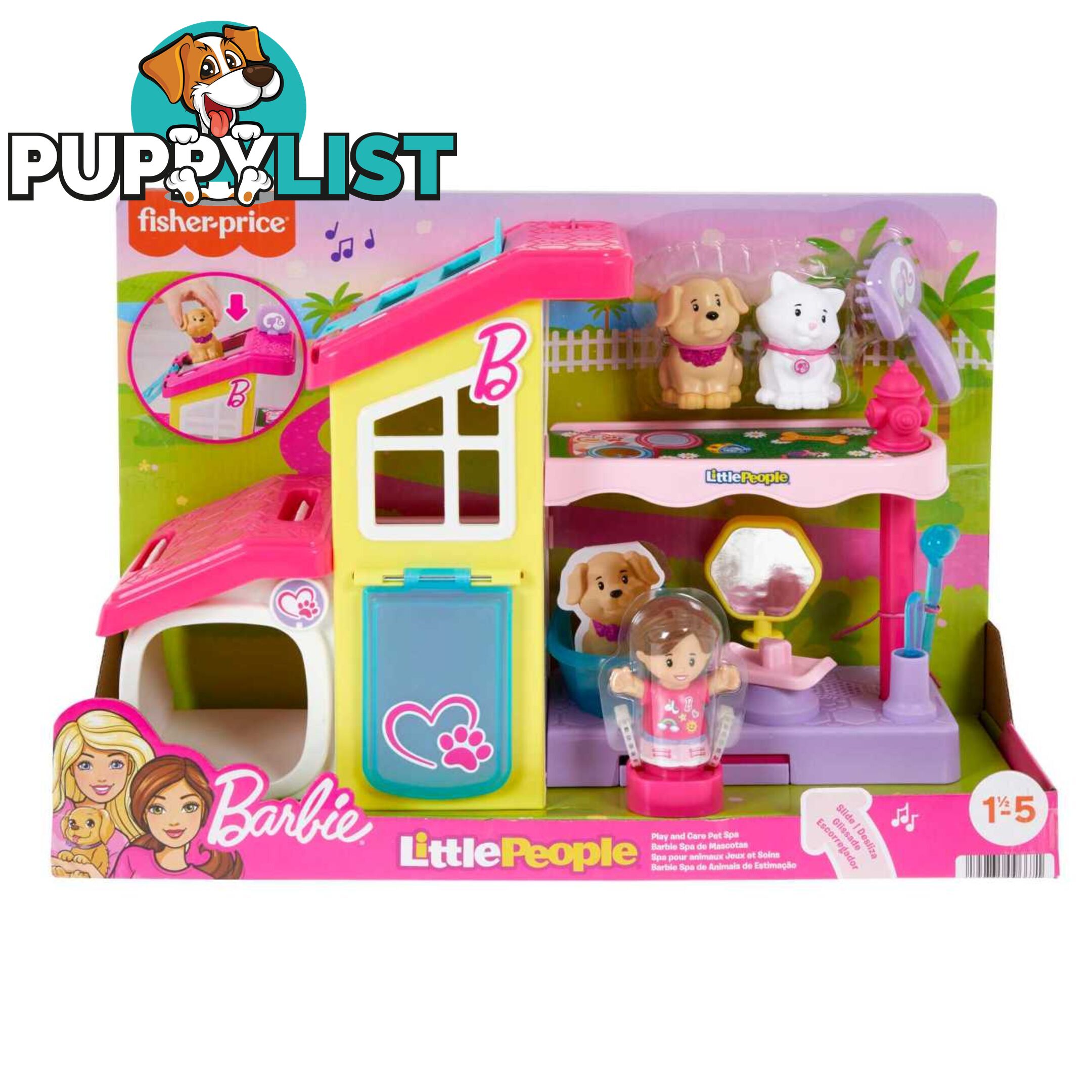 Barbie® Play and Care Pet Spa by Little People® - Mahjw76 - 194735096671