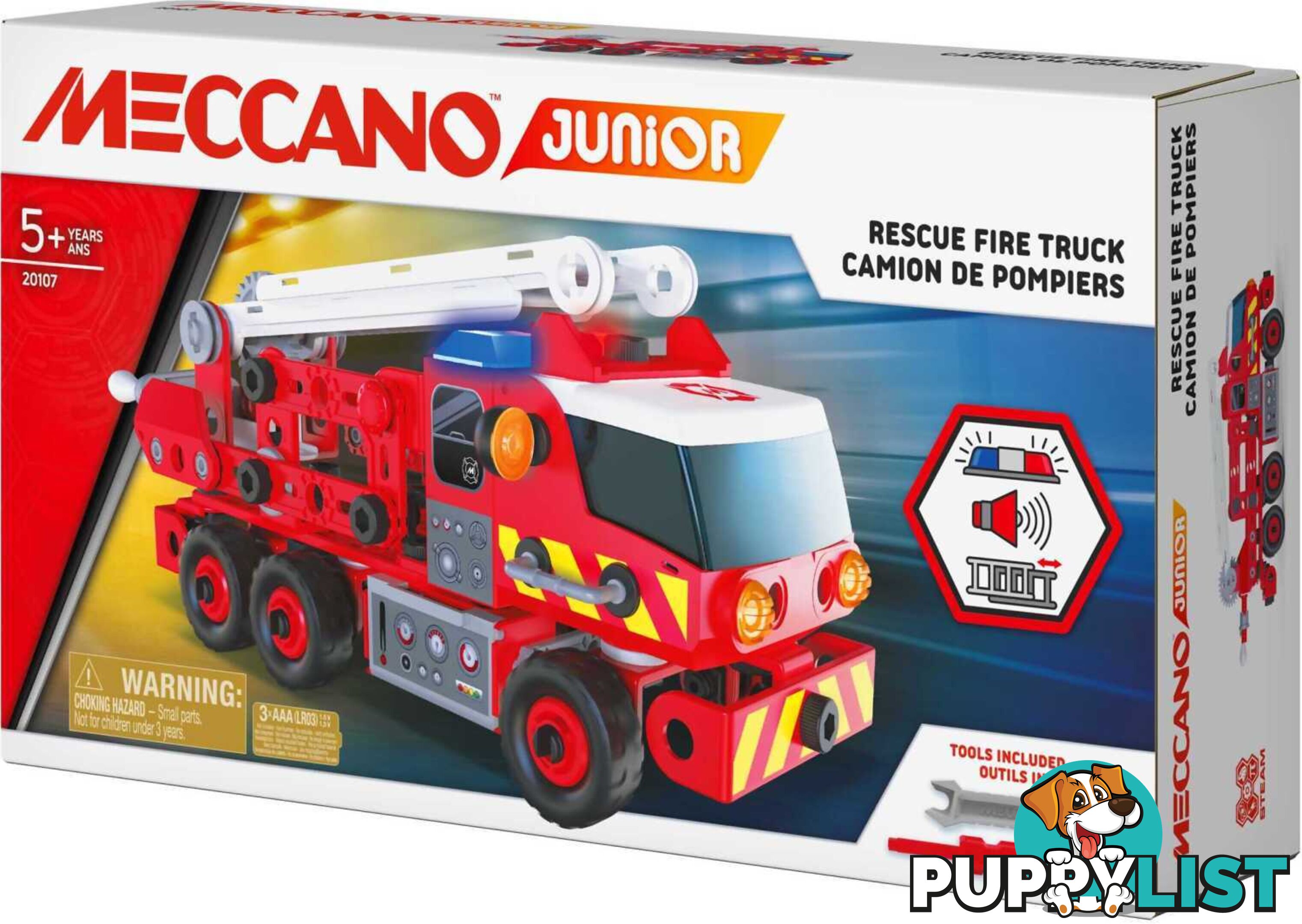 Meccano Junior - Meccano Junior Rescue Fire Truck With Lights And Sounds Steam Building Kit For Kids Aged 5 And Up - Spin Master - Si6056415 - 778988137109