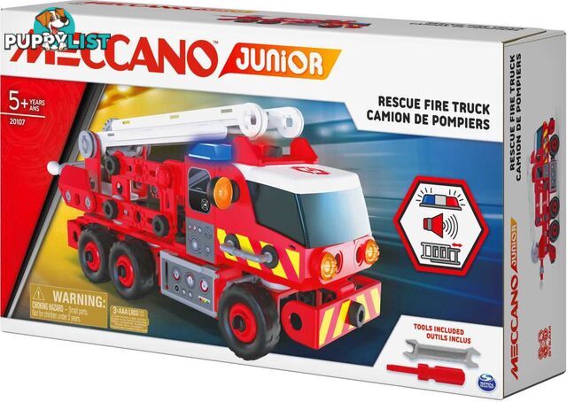 Meccano Junior - Meccano Junior Rescue Fire Truck With Lights And Sounds Steam Building Kit For Kids Aged 5 And Up - Spin Master - Si6056415 - 778988137109