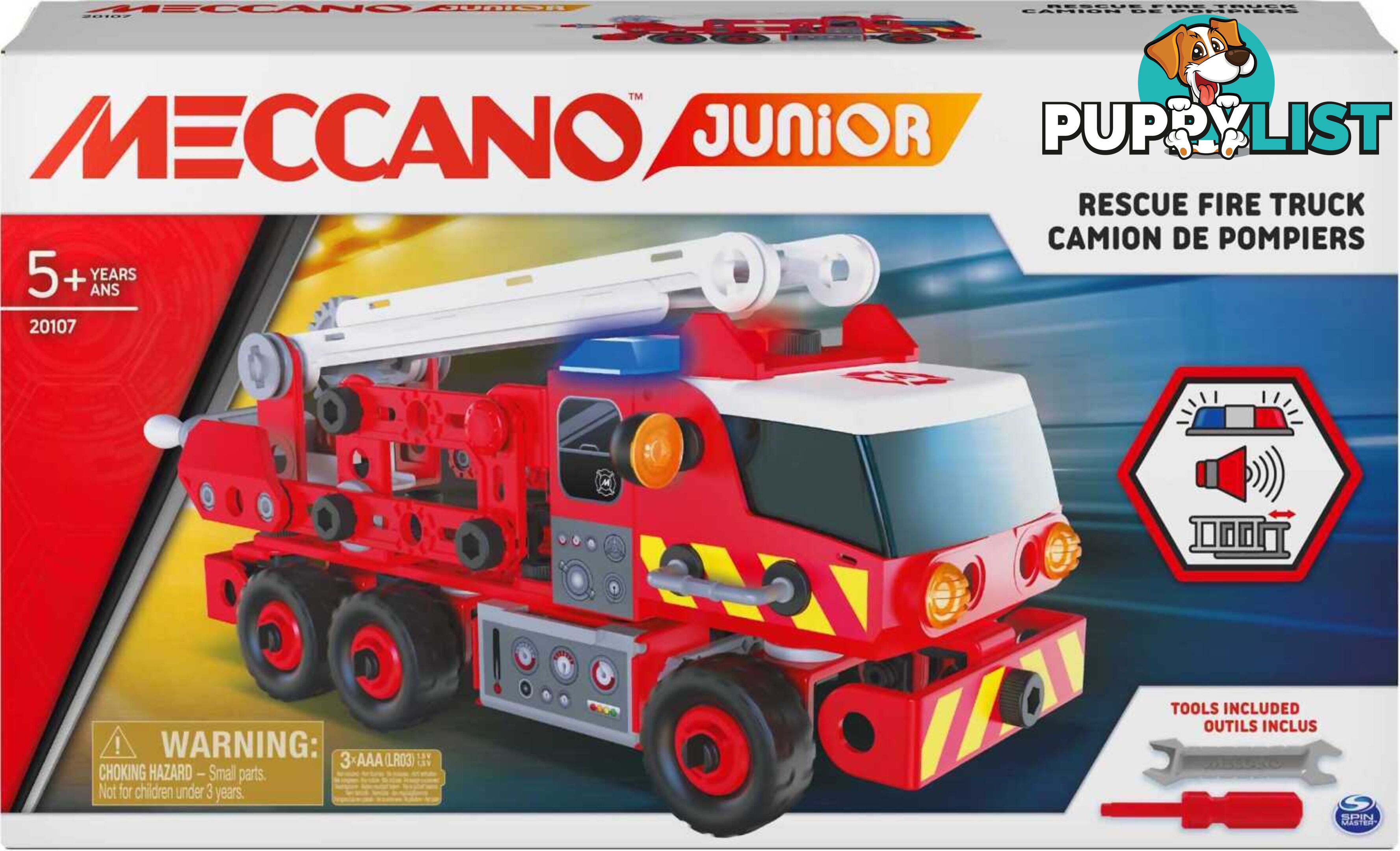 Meccano Junior - Meccano Junior Rescue Fire Truck With Lights And Sounds Steam Building Kit For Kids Aged 5 And Up - Spin Master - Si6056415 - 778988137109