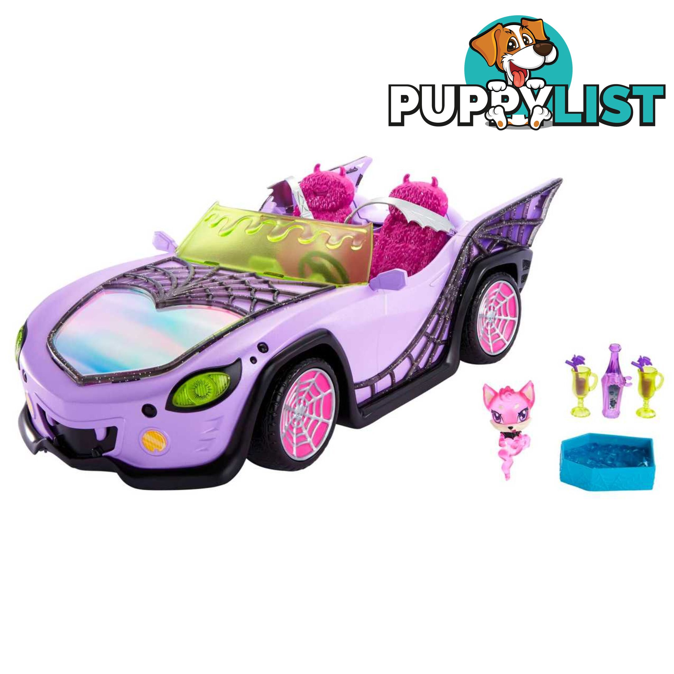 Monster High - Toy Car Ghoul Mobile With Pet and Cooler Accessories - Mahhk63 - 194735069828