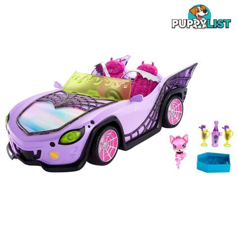 Monster High - Toy Car Ghoul Mobile With Pet and Cooler Accessories - Mahhk63 - 194735069828