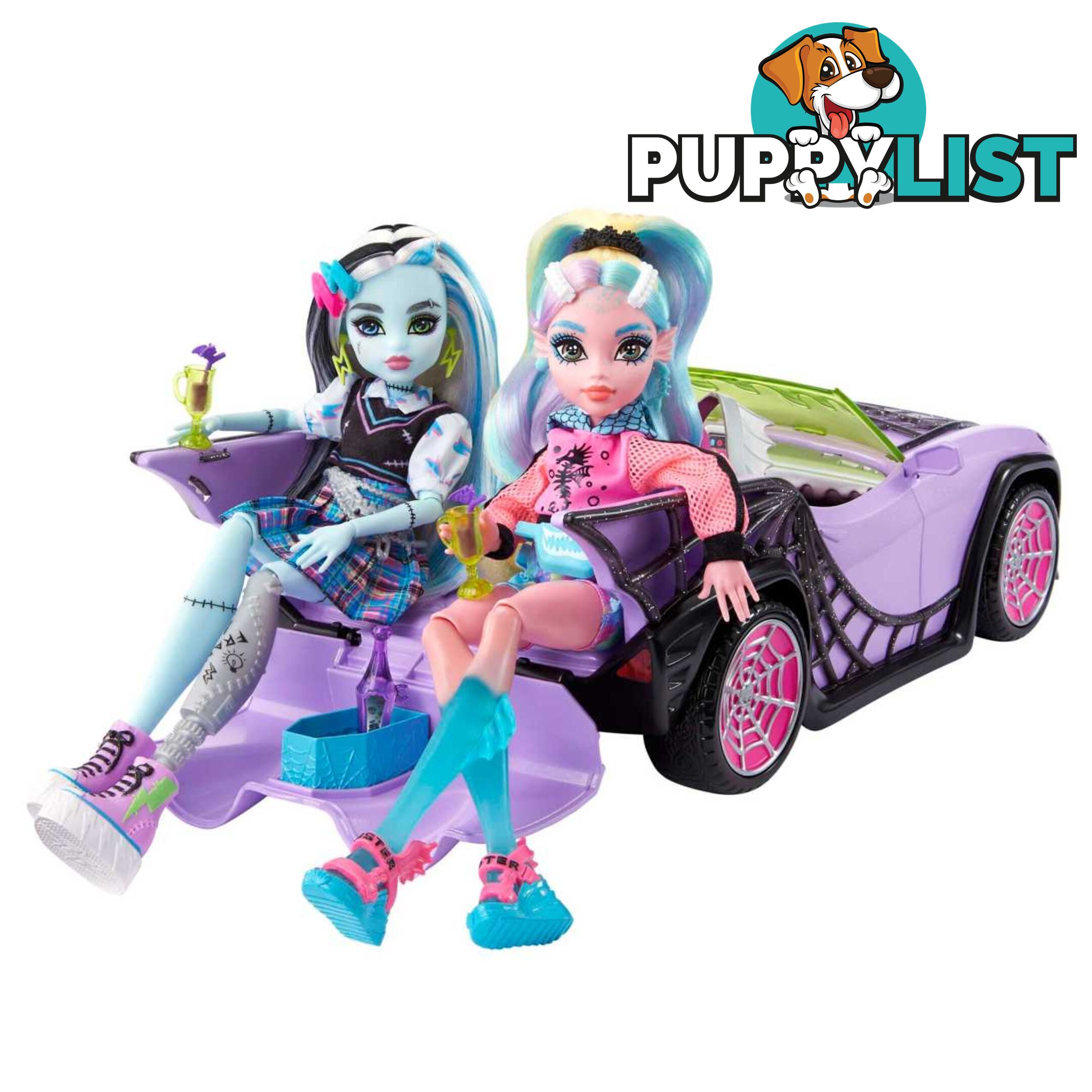 Monster High - Toy Car Ghoul Mobile With Pet and Cooler Accessories - Mahhk63 - 194735069828