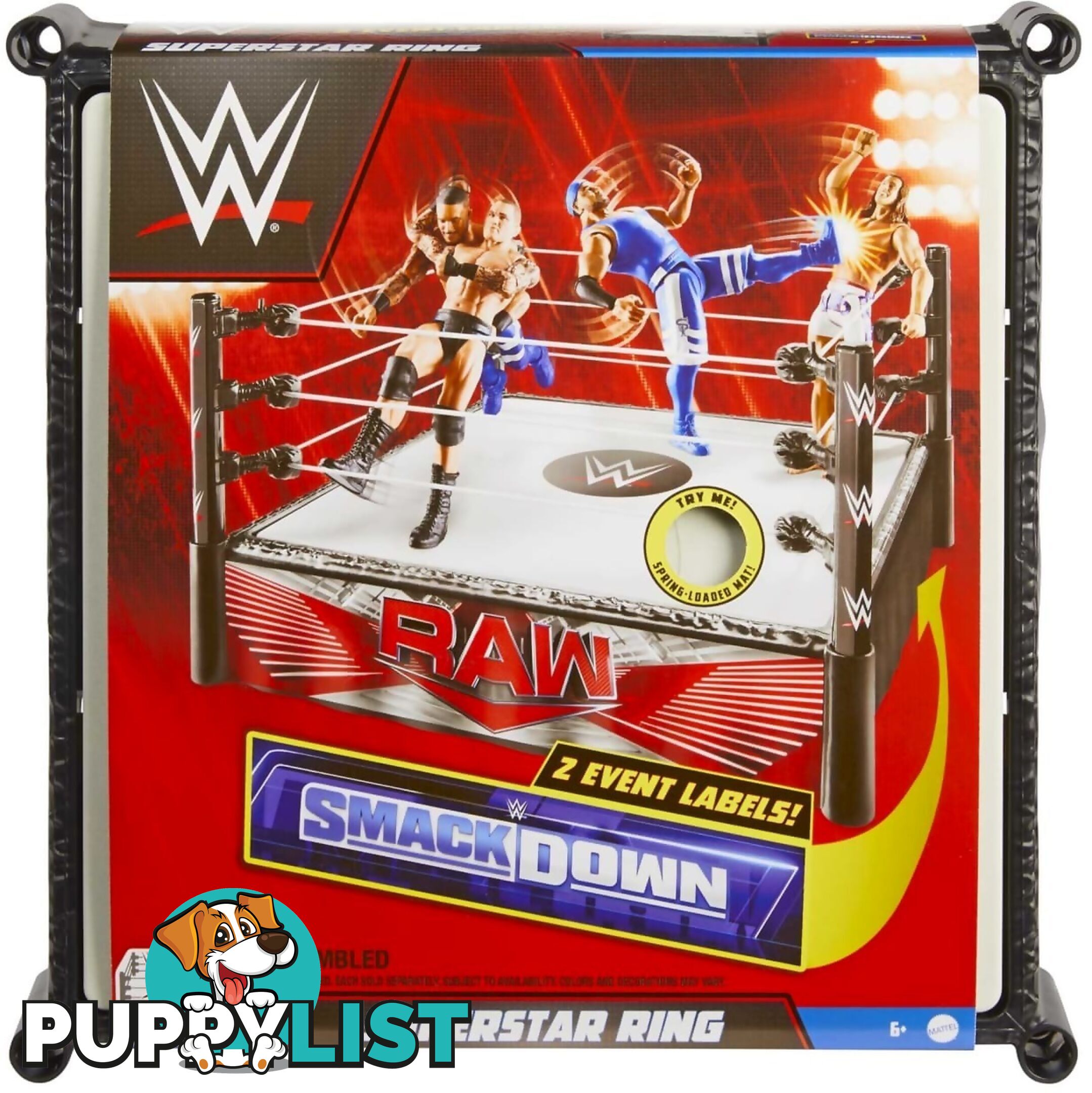 Wwe - Wwe Superstar Ring Playset With Spring-loaded Mat & 4 Event Apron Stickers (14-inch) - Mattel - Mahln13 - 194735115549