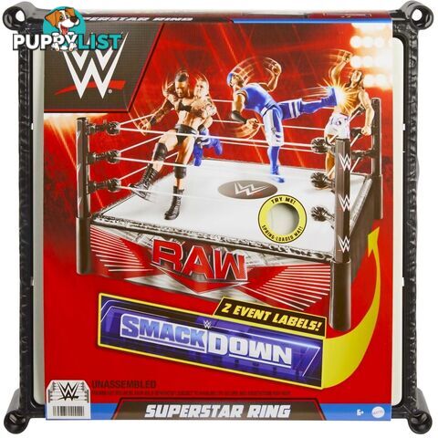 Wwe - Wwe Superstar Ring Playset With Spring-loaded Mat & 4 Event Apron Stickers (14-inch) - Mattel - Mahln13 - 194735115549