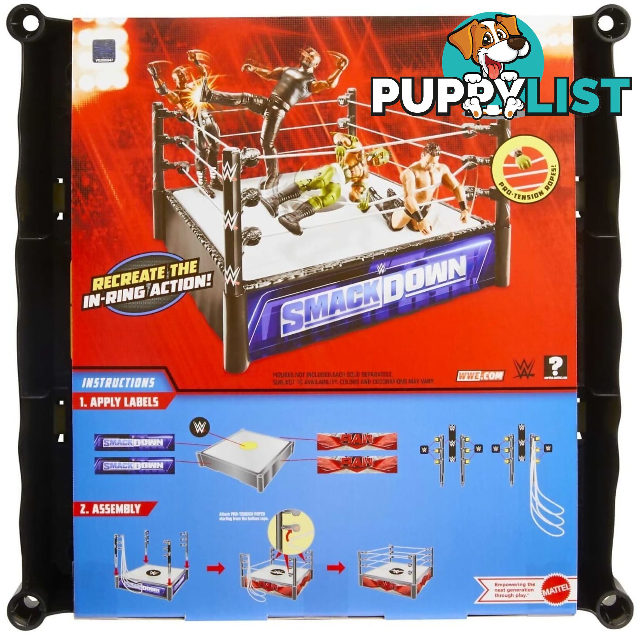 Wwe - Wwe Superstar Ring Playset With Spring-loaded Mat & 4 Event Apron Stickers (14-inch) - Mattel - Mahln13 - 194735115549