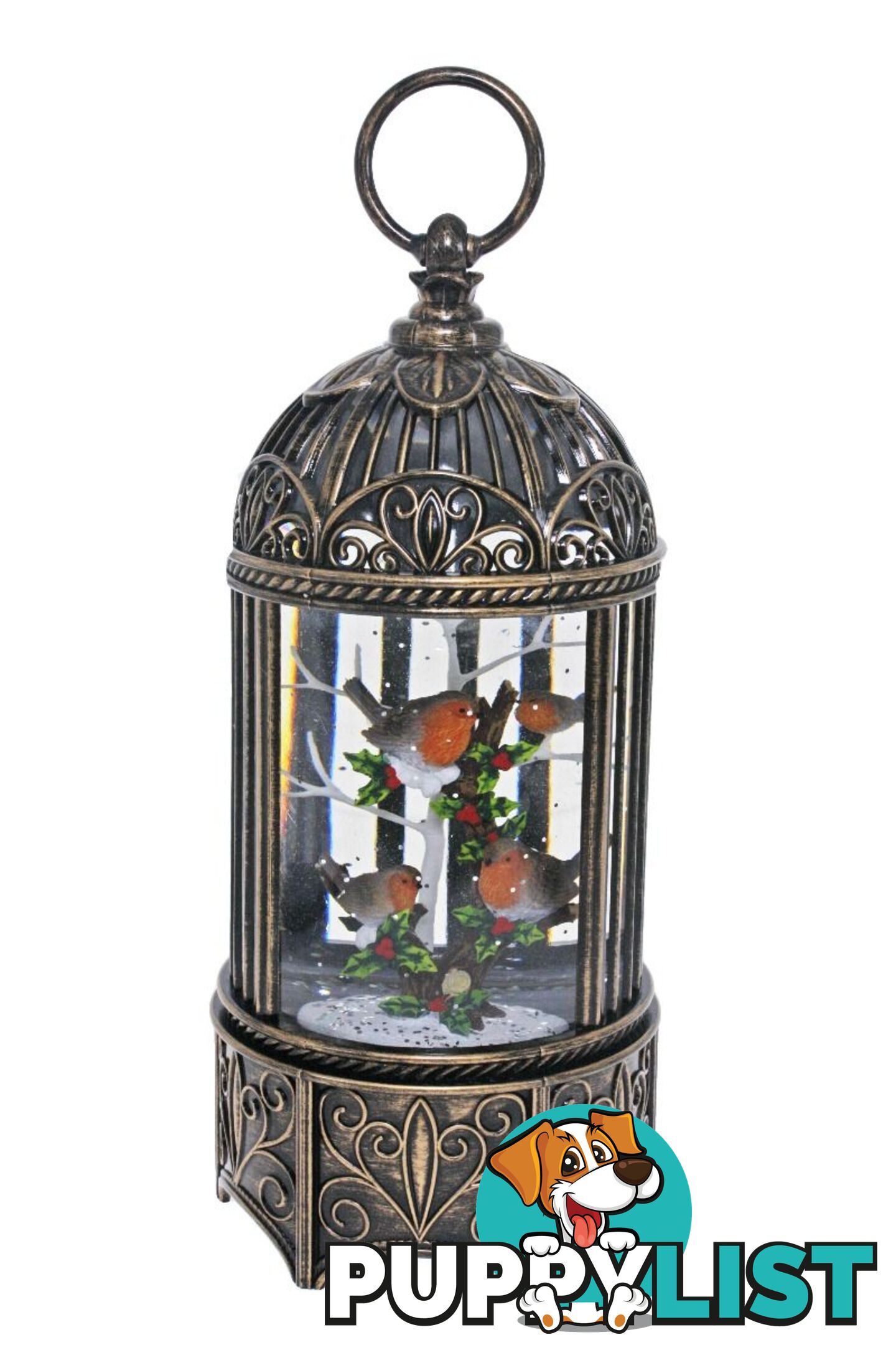 Cotton Candy - Xmas Lantern Brass Bird Cage - Robins - Ccxac365 - 9353468011592