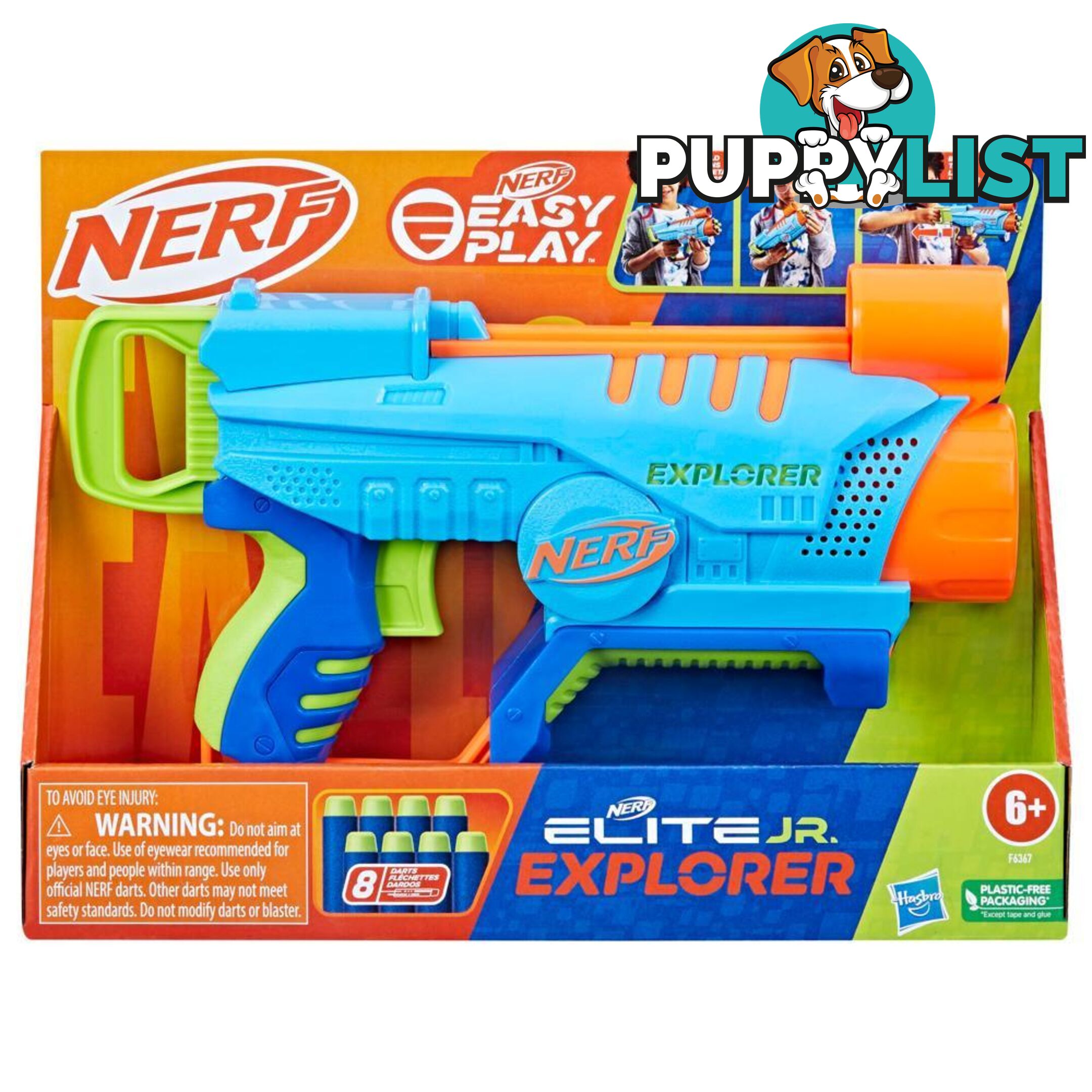 Nerf Elite Jr Explorer Easy-play Toy Blaster Easy Hold & Load & Blast 8 Nerf Elite Darts For 6 Year Old Boys & Girls - Hbf6367as00 - 195166218212