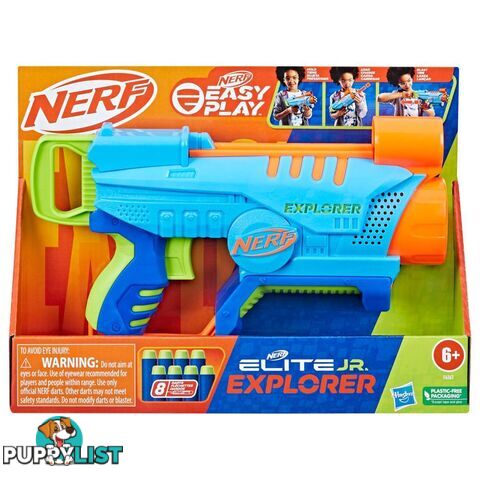 Nerf Elite Jr Explorer Easy-play Toy Blaster Easy Hold & Load & Blast 8 Nerf Elite Darts For 6 Year Old Boys & Girls - Hbf6367as00 - 195166218212