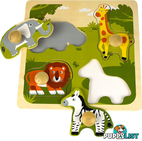 Kaper Kidz - Safari Animal Large Peg Wooden Puzzle- Elpm220d - 9354963005635