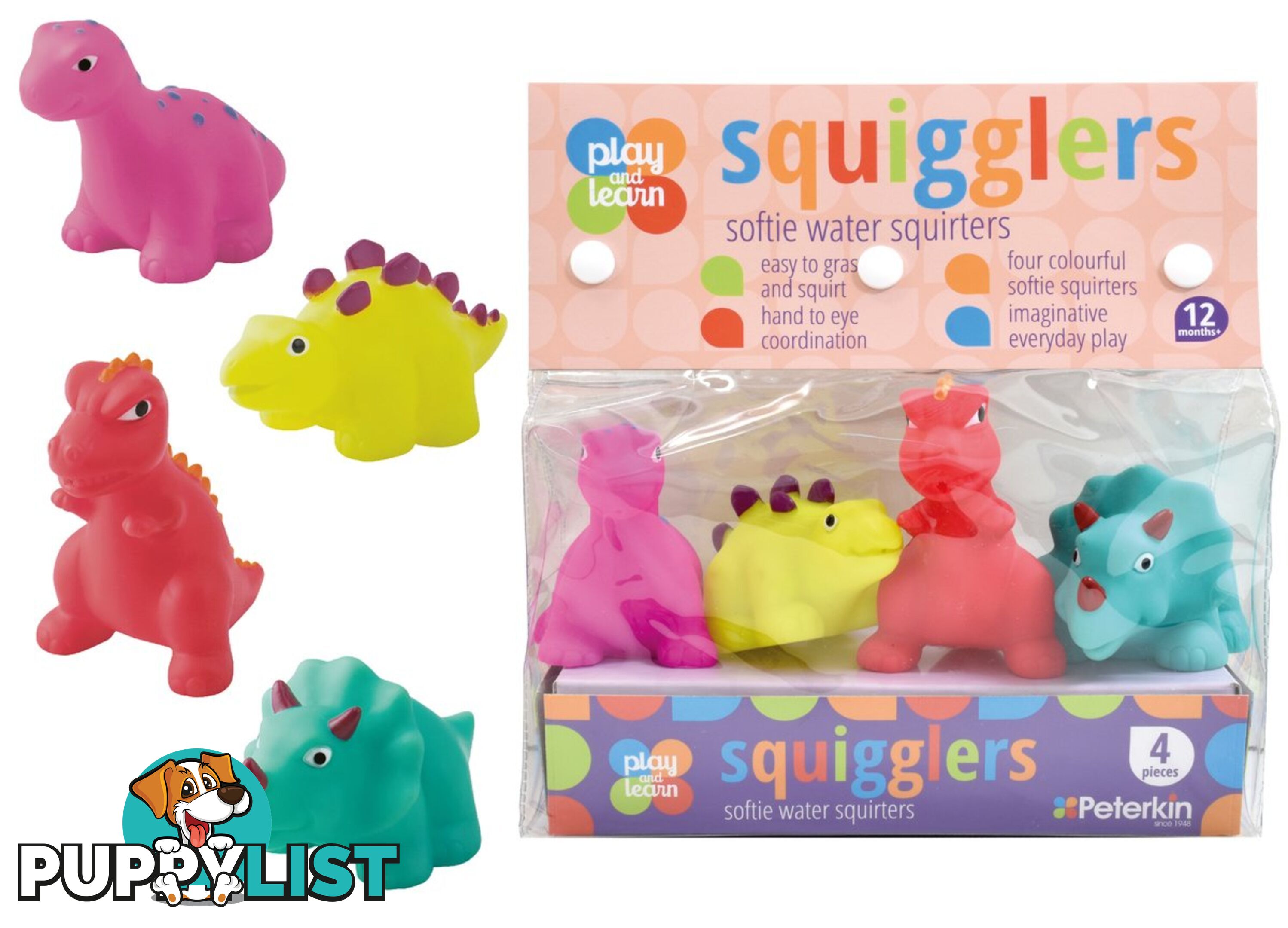 Play And Learn Dinosaur Water Squirters Art65645 - 5018621701225