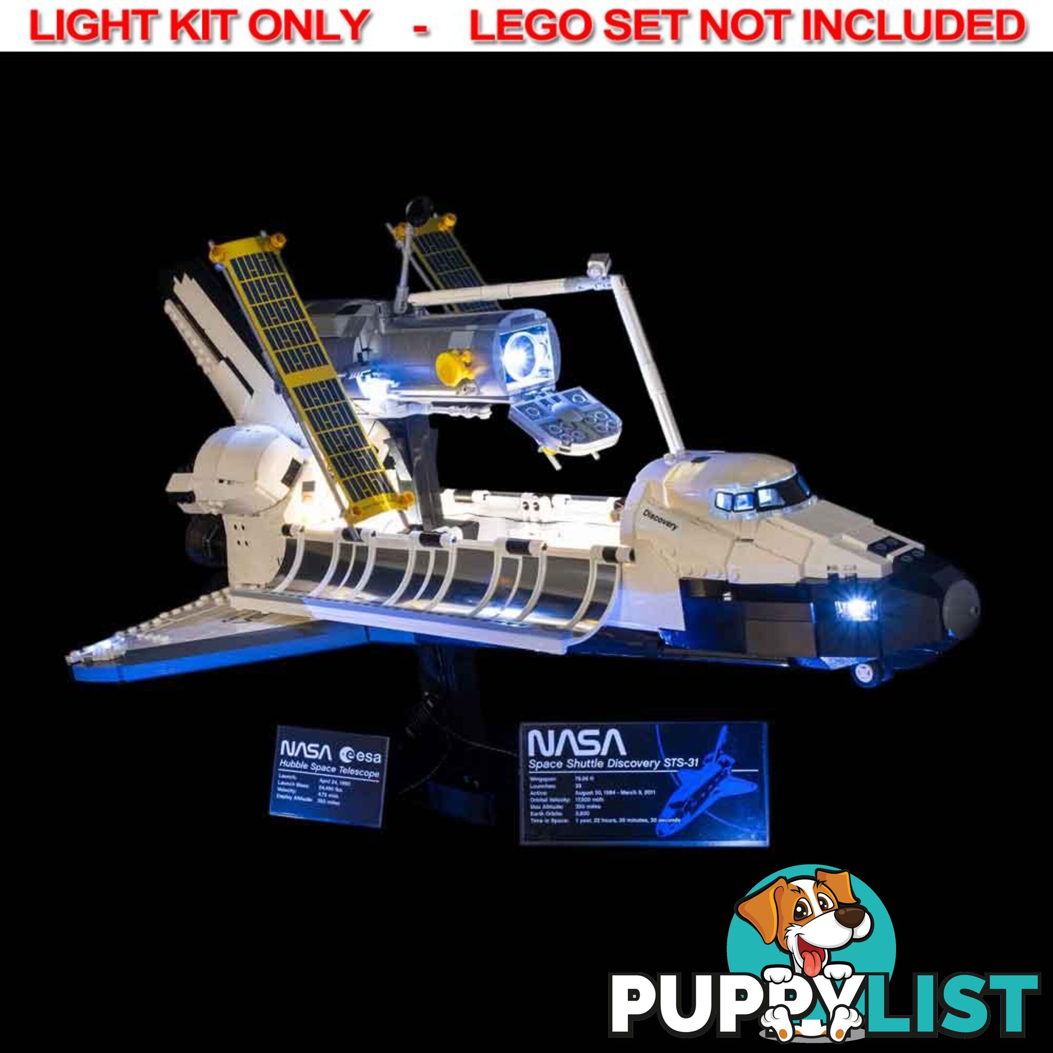 LIGHT KIT for LEGO NASA Space Shuttle Discovery 10283 - Light My Bricks - 744109767302