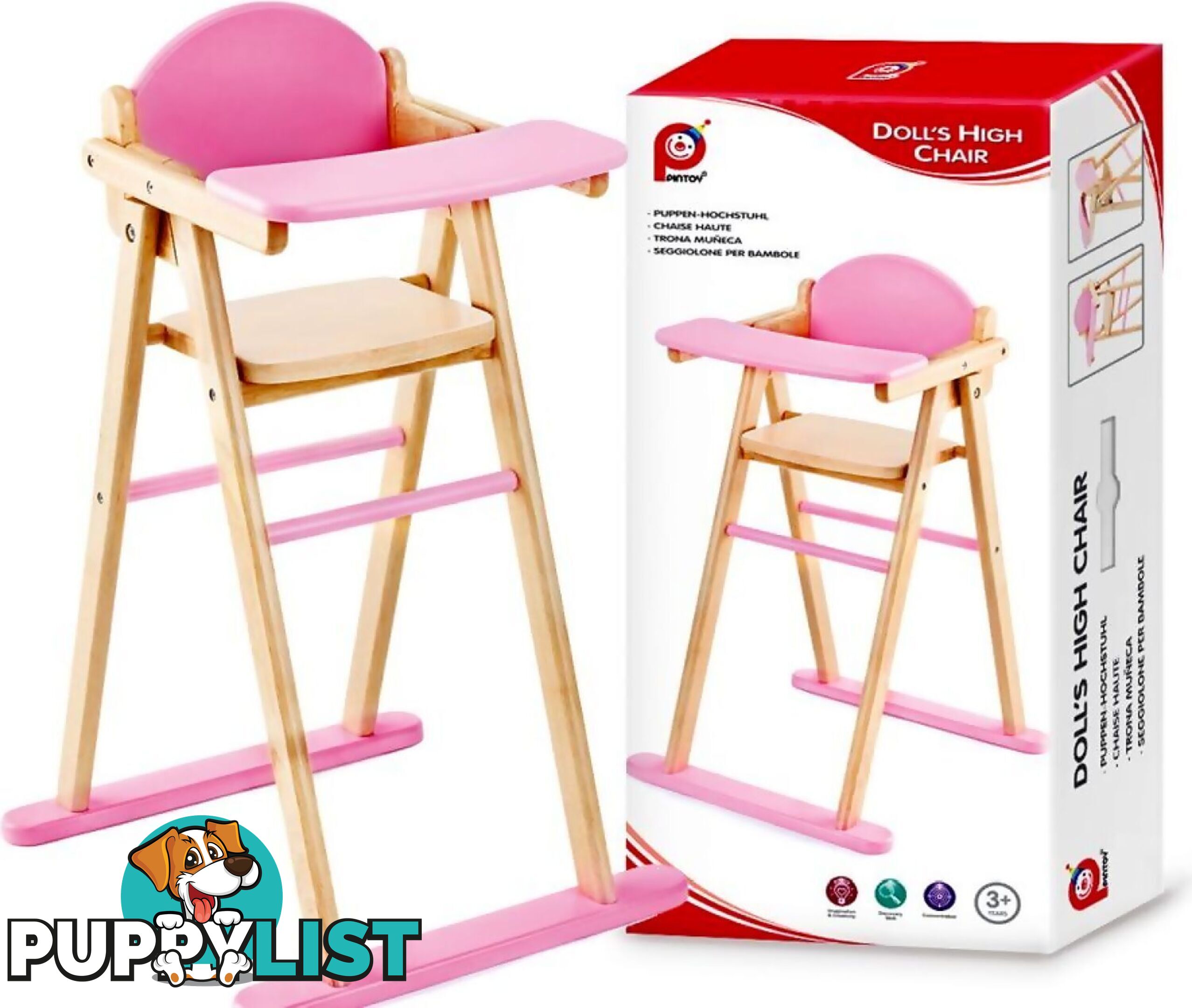 Dolls High Chair - Pintoy Wooden Toys - Jdpin028326 - 6943478028326