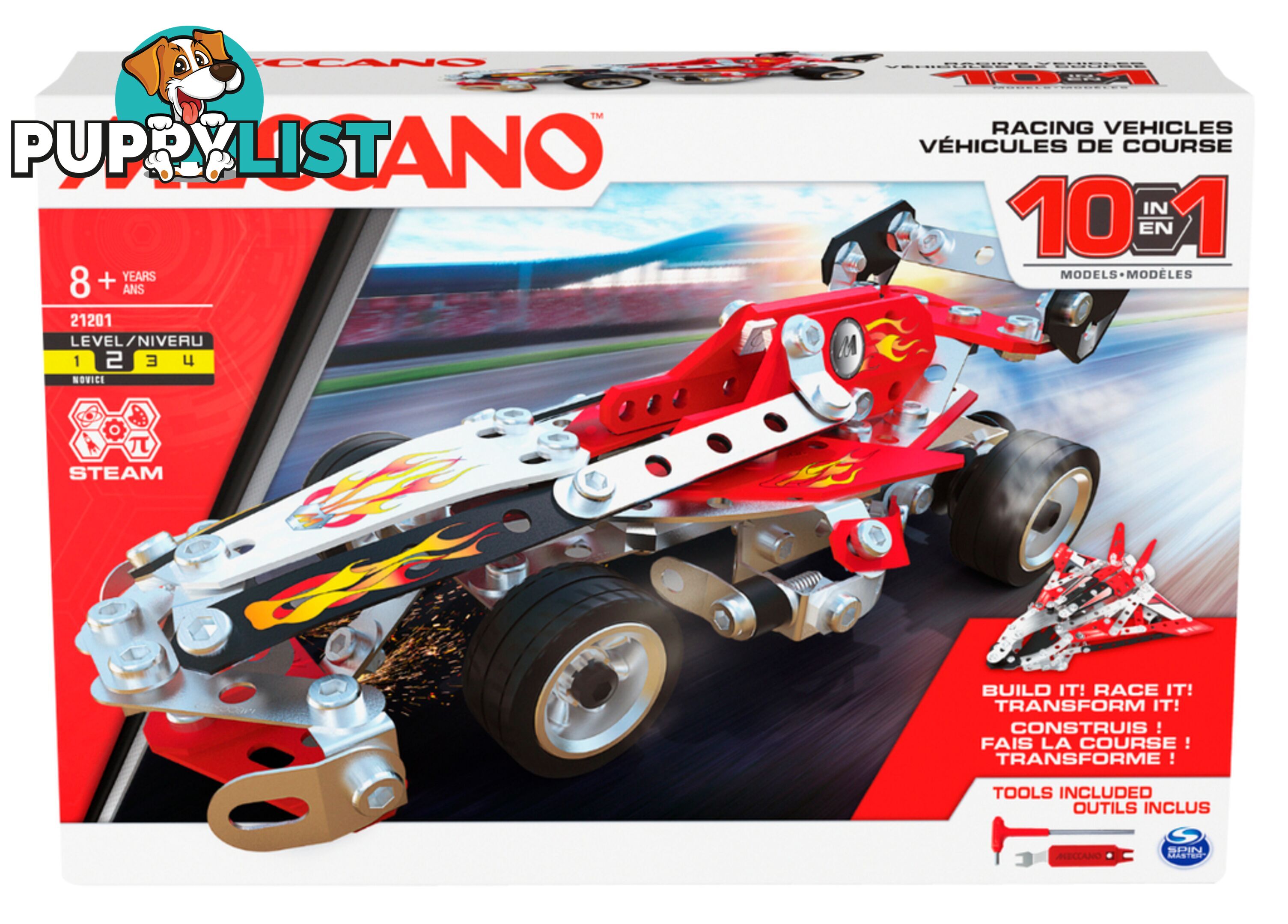 Meccano - 10 Model Set Racing Vehicles - Si6060104 - 778988358559