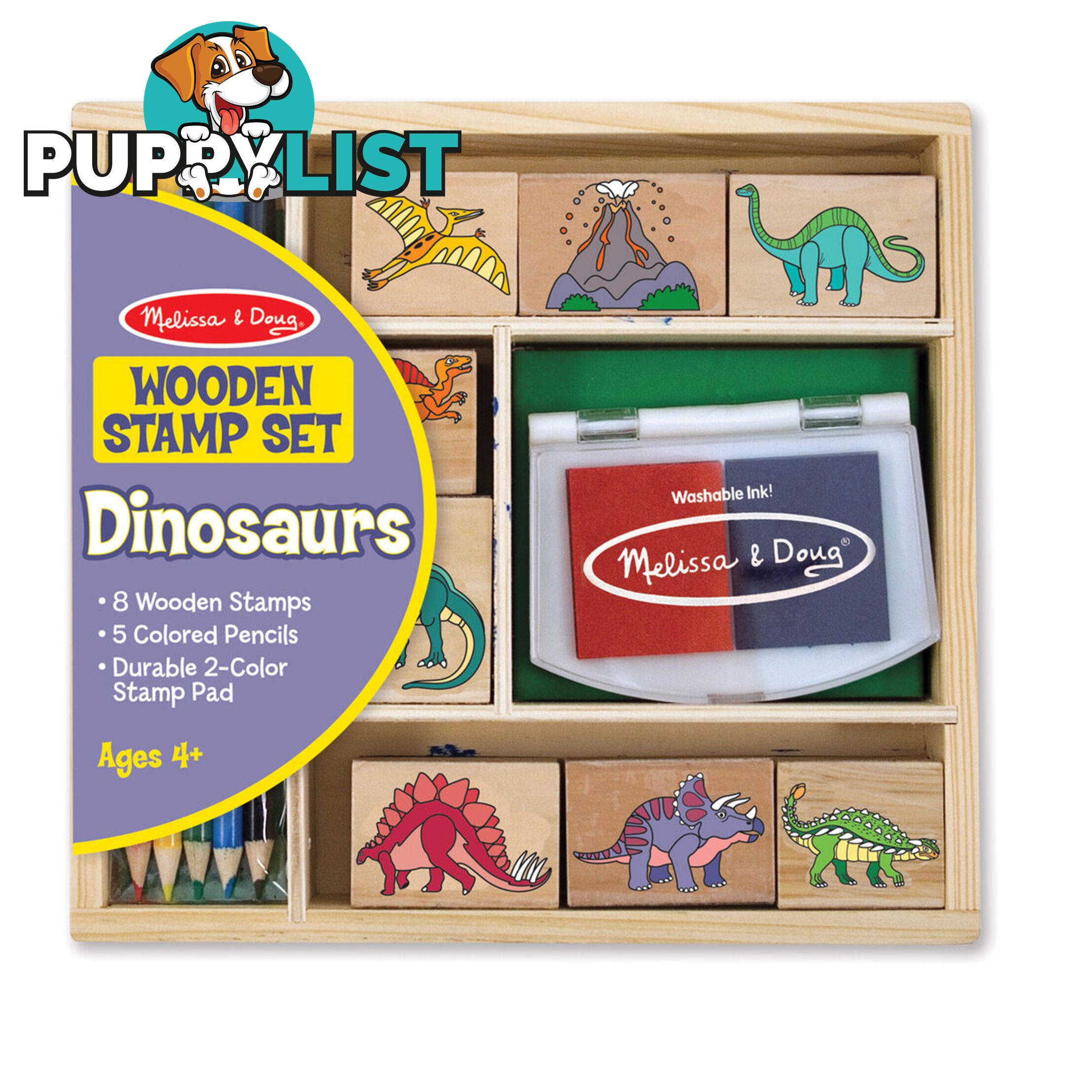 Melissa & Doug - Wooden Stamp Set - Dinosaurs   Mdmnd1633 - 000772016339