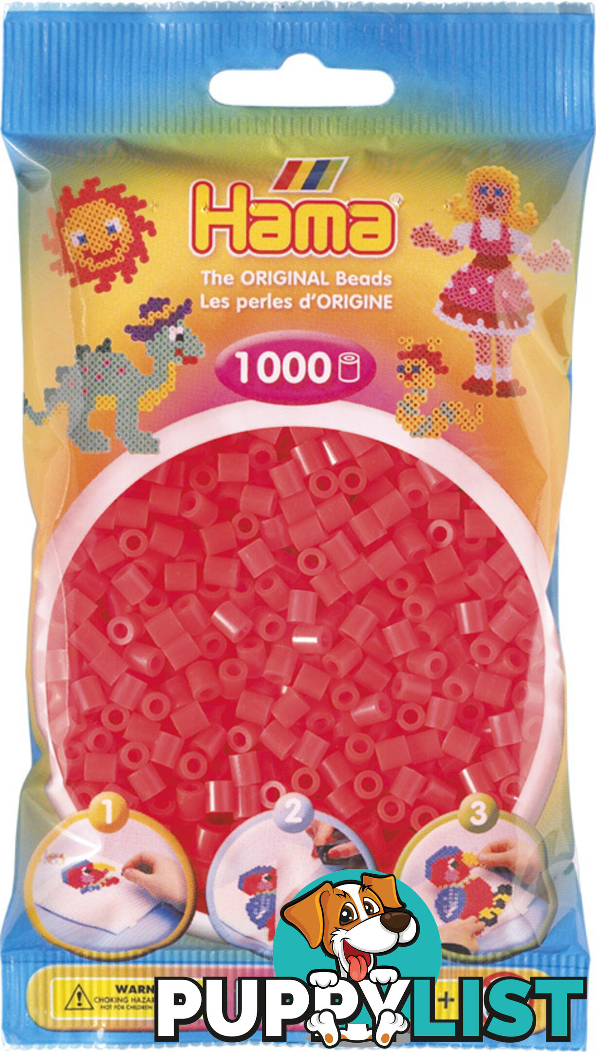 Hama - Beads 1000 Pieces Bag Neon Red - Gdhama - 20735 - 028178207359