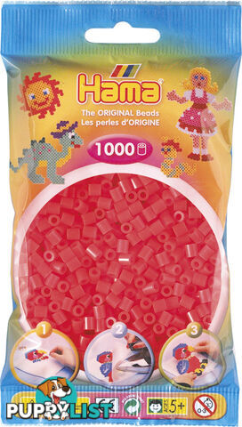 Hama - Beads 1000 Pieces Bag Neon Red - Gdhama - 20735 - 028178207359