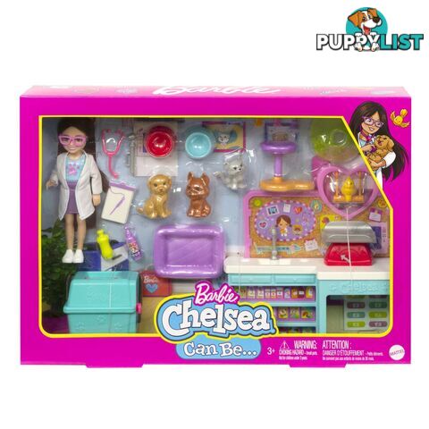 Barbie Doll Chelsea Pet Vet Playset With Doll 4 Animals And 18 Pieces - Mahgt12 - 194735056972