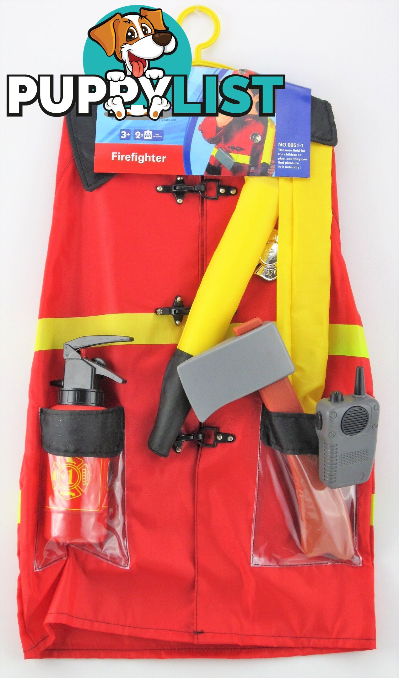 Firefighter Toy Outfit Play Set (size To Fit Most Children 3 To 7 Yrs Old) - Rd340a - 9314179013404