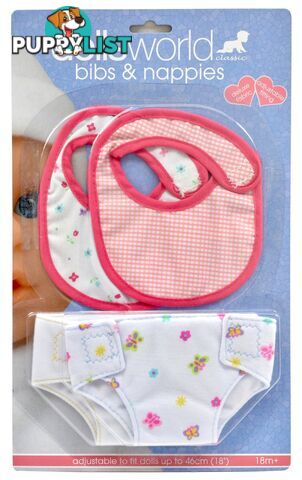 DollsWorld - Fabric Nappy And Bib Set Art64798 - 5018621601549