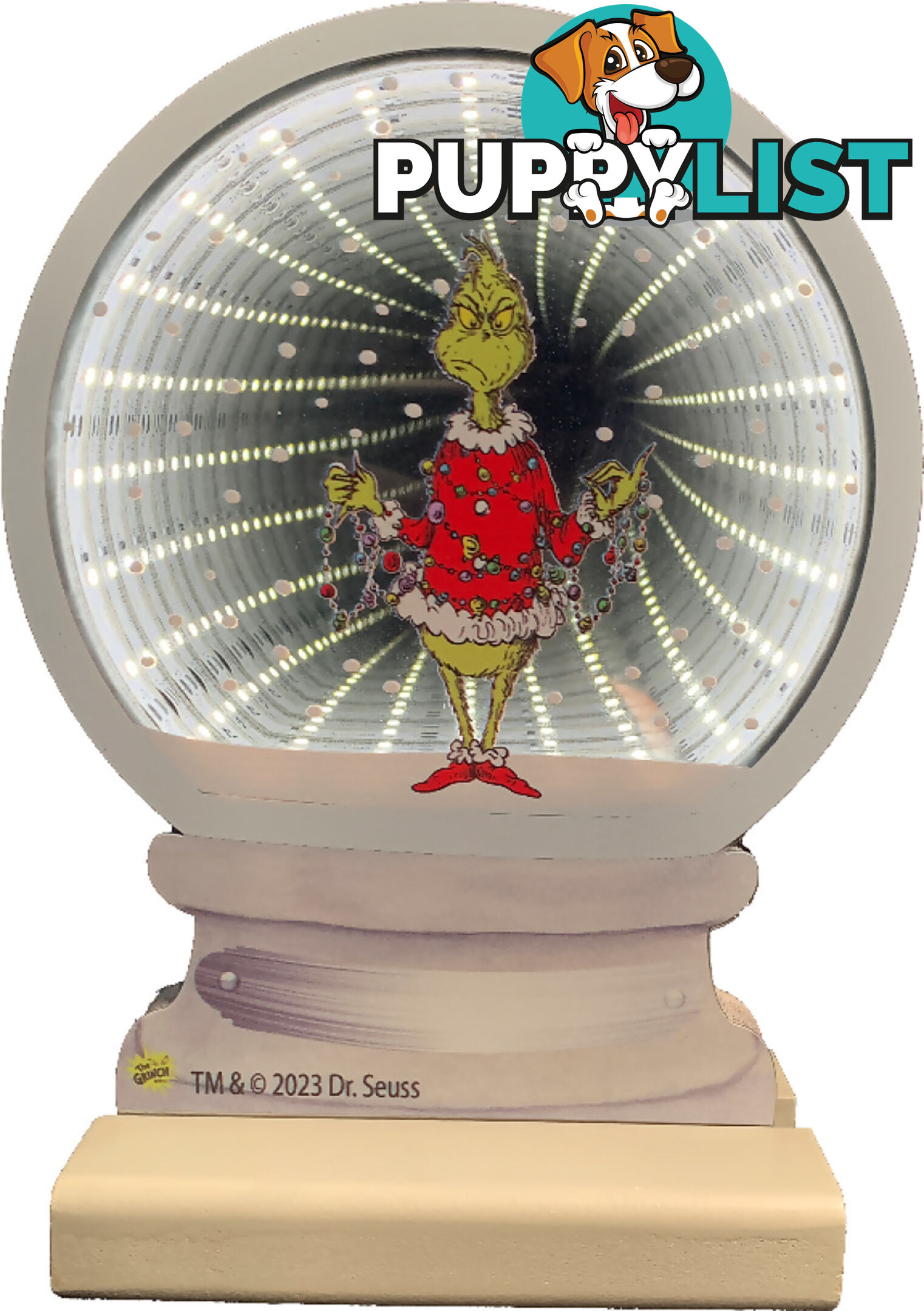 Cotton Candy - Xmas 20cm Infinity Electronic Snow Globe Dr. Seuss Grinch With Garland - Ccxgr97inf - 9353468019161