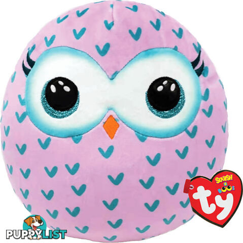 Ty Squish-a-boos - Winks The Pink Owl - Medium 10 Inches - Squishy Beanies - Bg39217 - 008421392179