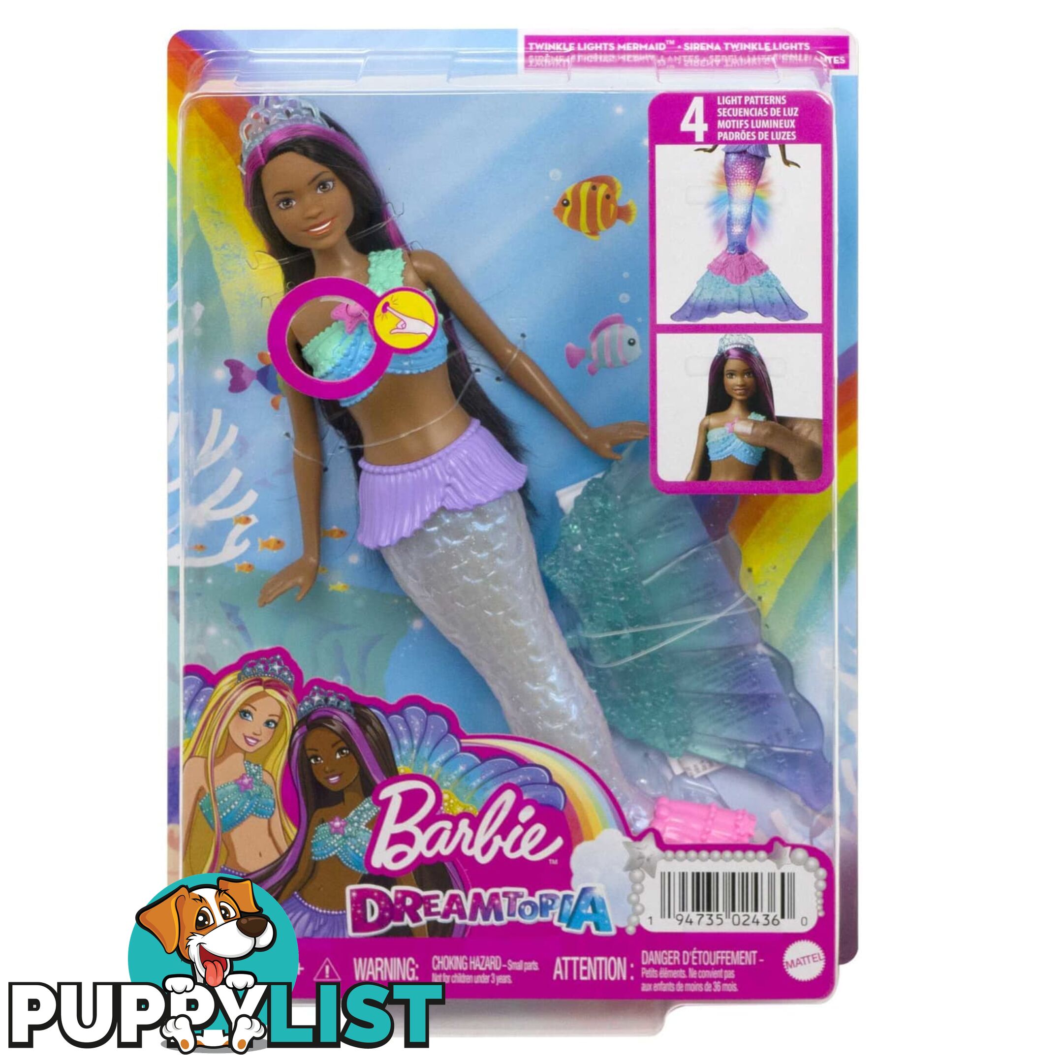 Barbie Dreamtopia Twinkle Lights Mermaidâ„¢ Doll Brown Hair - Mahdj35 - 194735024360