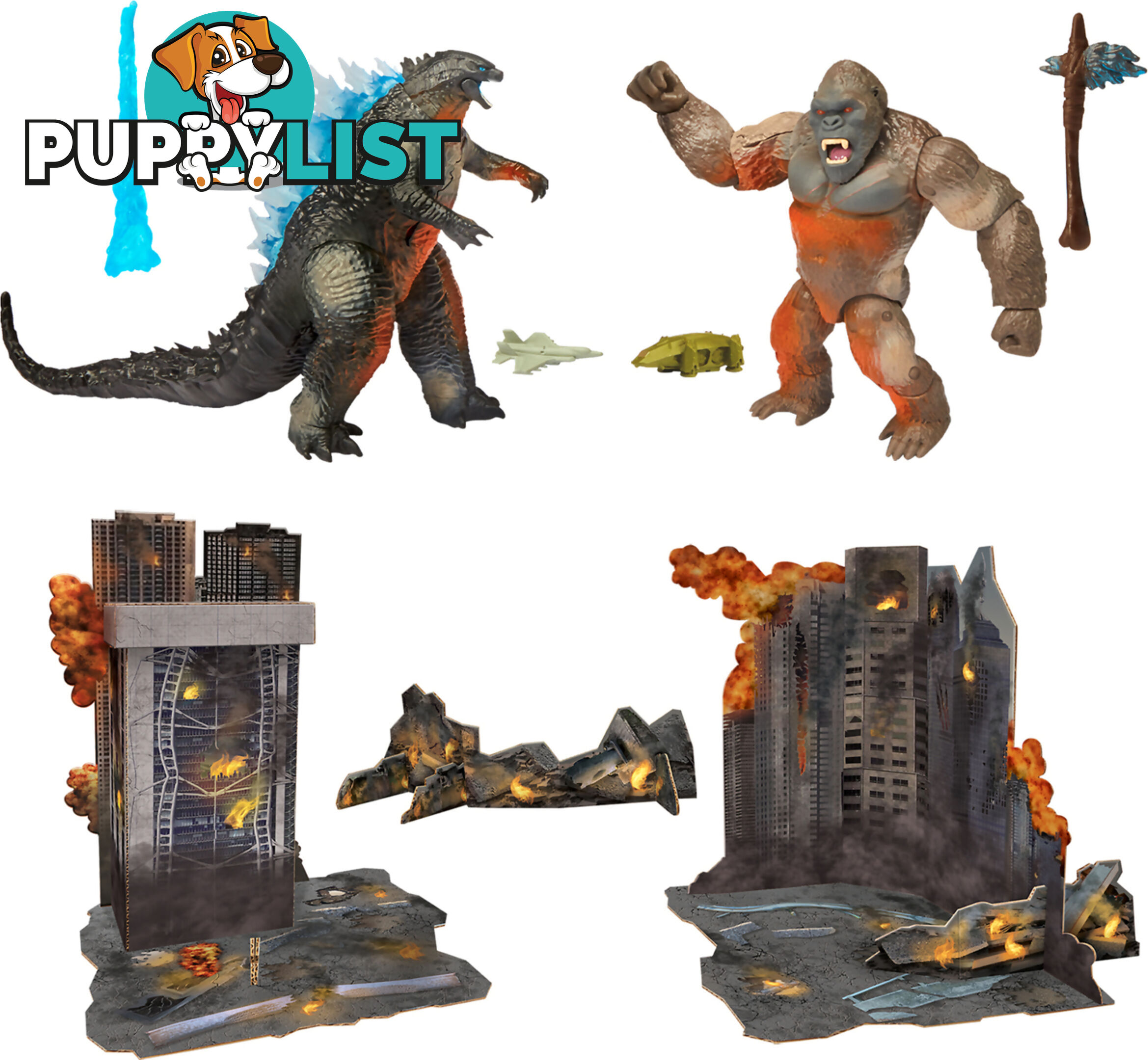 Monsterverse - Godzilla Vs Kong - City Battle 6'' Figures & Diorama Set - Hs35299 - 043377352990