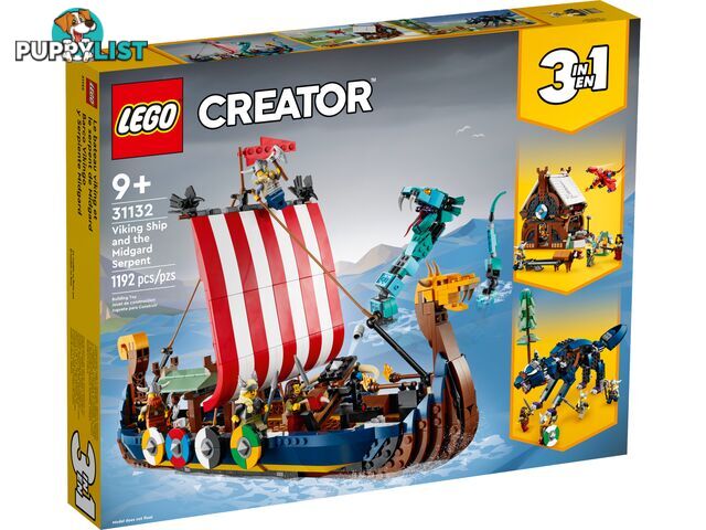 LEGO 31132 Viking Ship and the Midgard Serpent - Creator 3-in-1 - 5702017153230