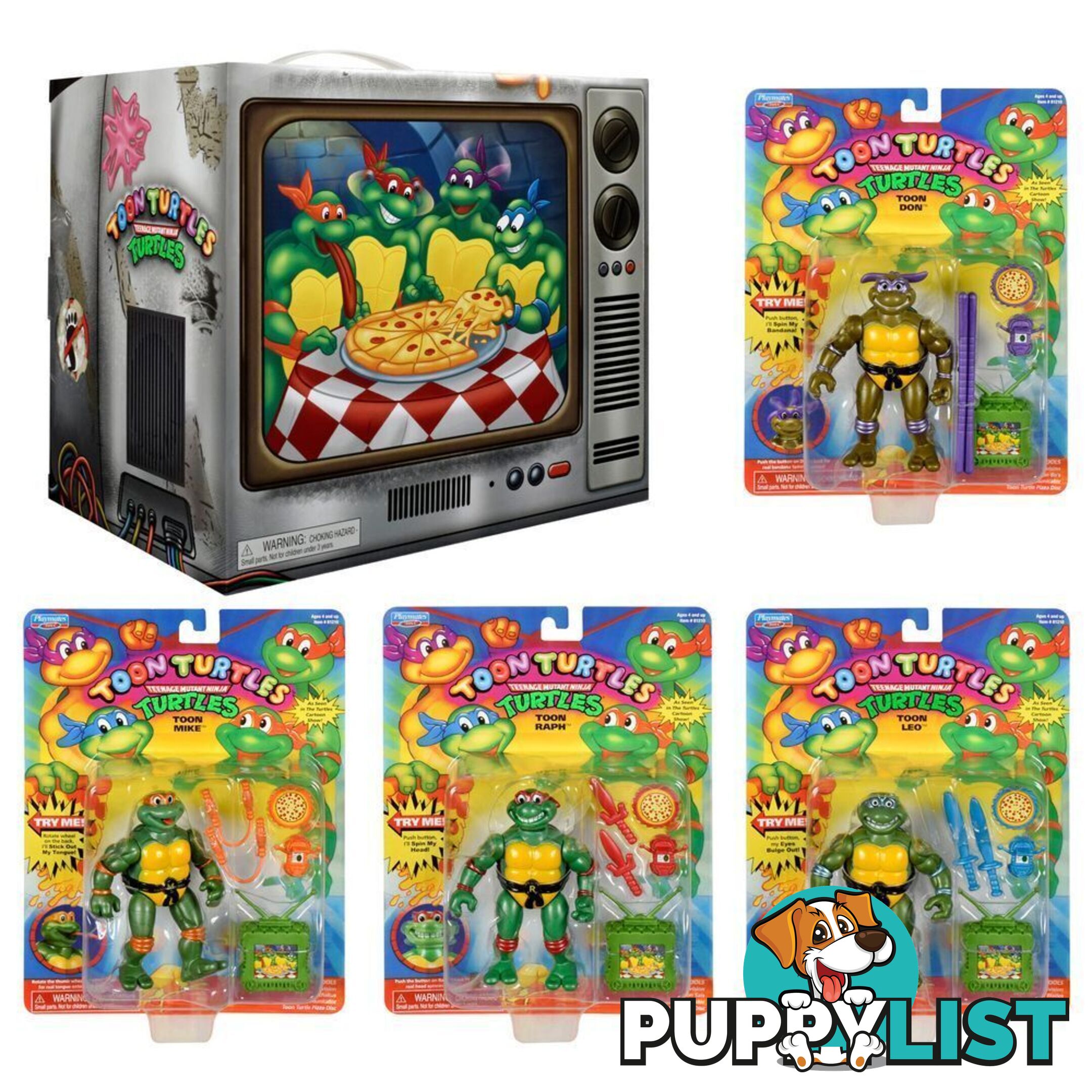 Tmnt - Teenage Mutant Ninja Turtles 1993 4.5'' Toon Turtles Bundle 4pk - Hs81210 - 043377812104