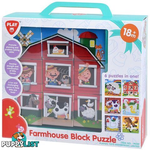 Farmhouse Block Puzzle  Playgo Toys Ent. Ltd Art62821 - 4892401090300