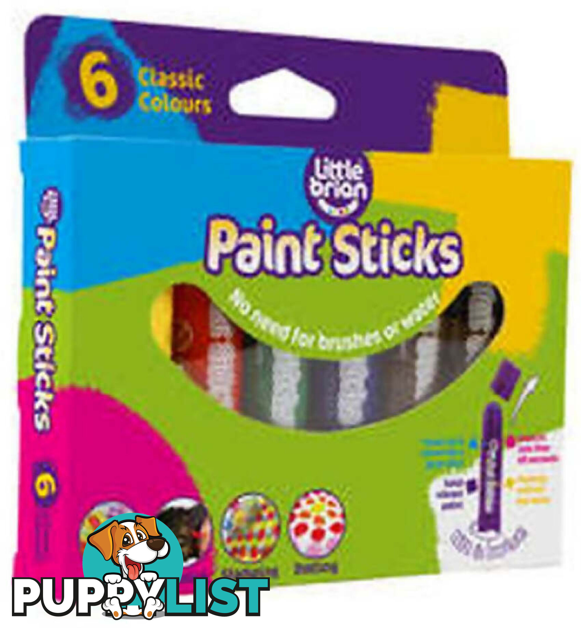 Little Brian - Paint Sticks Classic Colours 6 Pack - Mdltb100 - 5051170611157