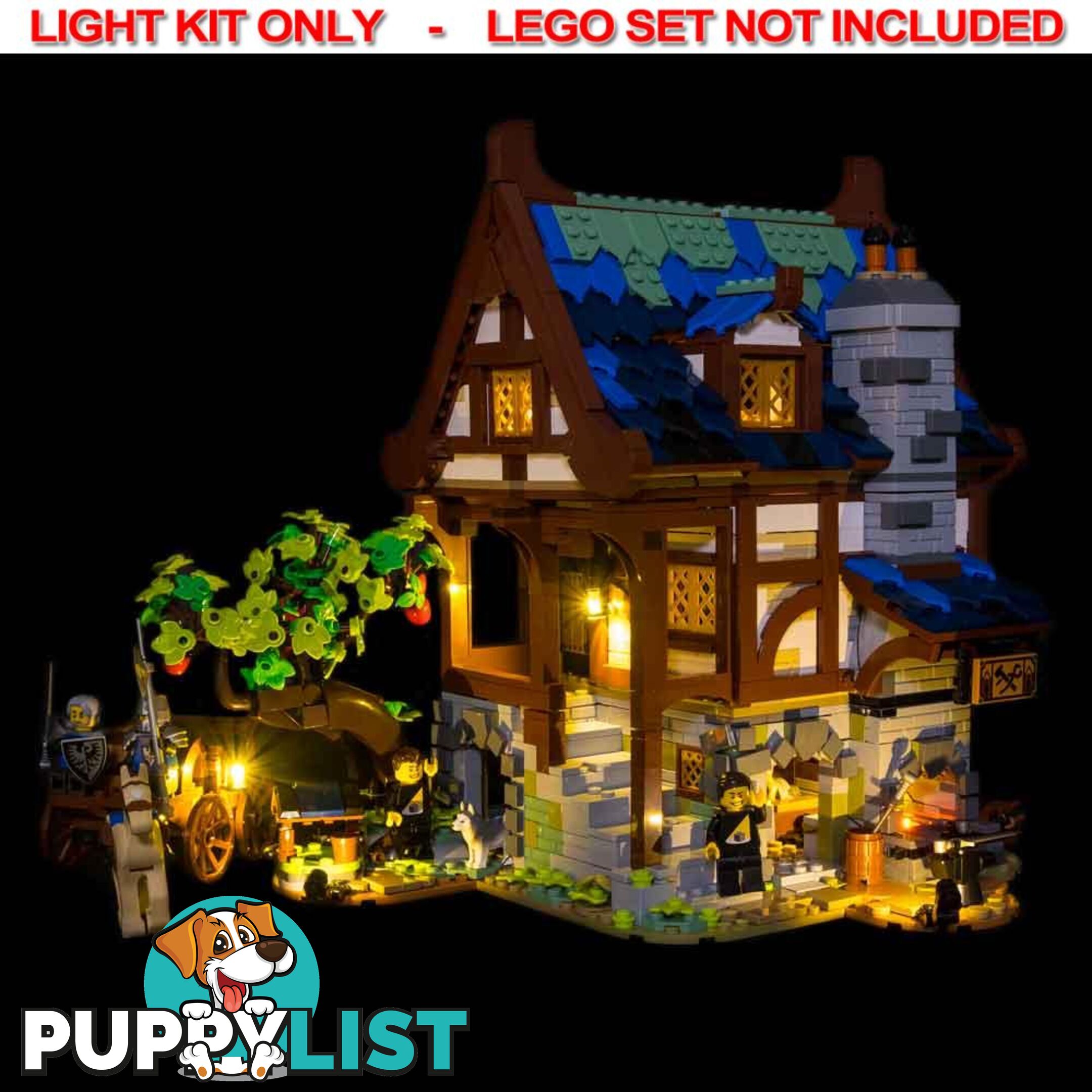 LIGHT KIT for LEGO Medieval Blacksmith 21325 - Light My Bricks - 744109767197