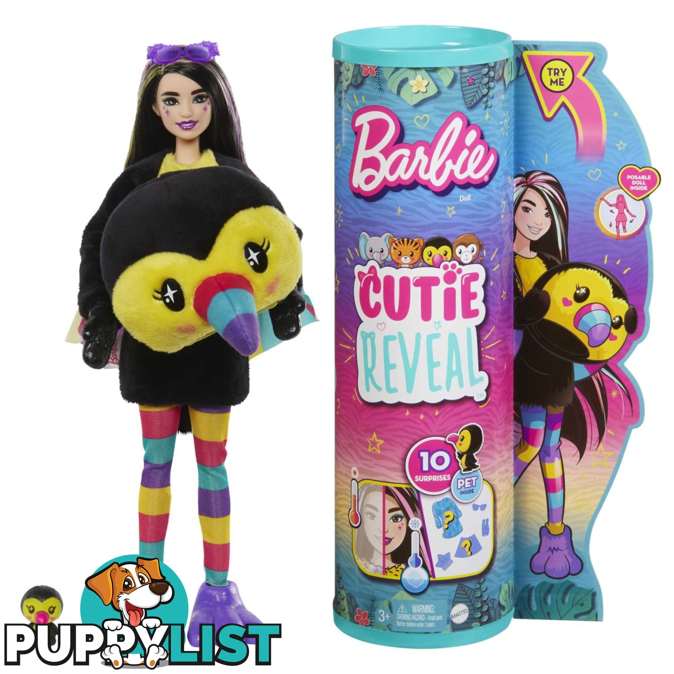 Barbie Cutie Reveal Doll And Accessories Jungle Series Toucan-themed Small Doll Set - Mahkr00 - 194735106967