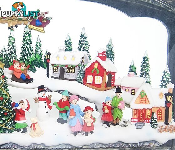 Cotton Candy - Xmas Lantern Extra Wide Brass Glitter Lantern North Village Scene With Santa Xac426 - Cczxac426 - 9353468016689