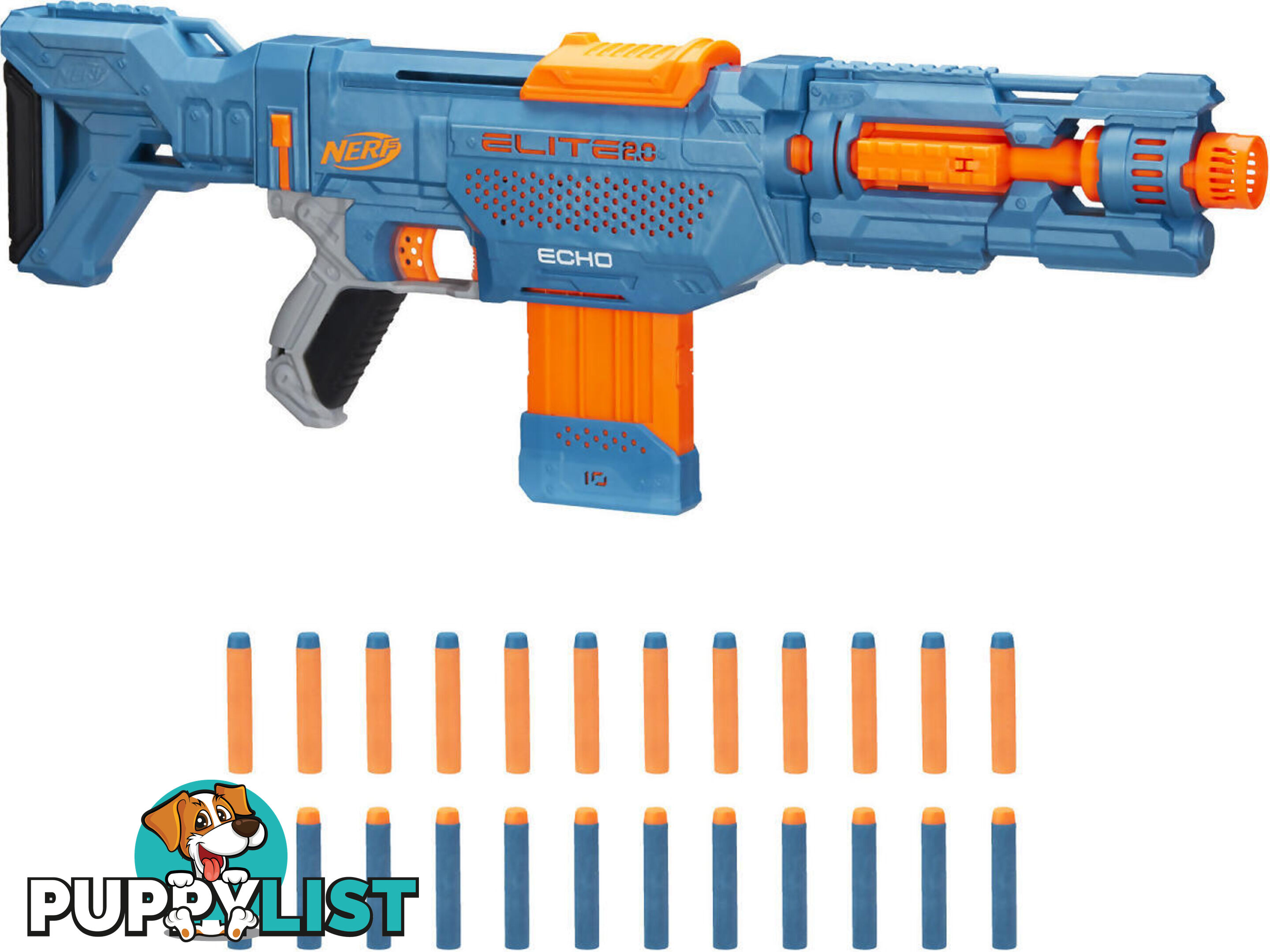 Nerf - Elite 2.0 Echo Cs-10 Blaster 24 Nerf Darts 10-dart Clip Removable Stock And Barrel Extension 4 Tactical Rails - Hasbro - Hbe95332210 - 630509944330