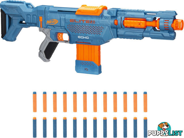 Nerf - Elite 2.0 Echo Cs-10 Blaster 24 Nerf Darts 10-dart Clip Removable Stock And Barrel Extension 4 Tactical Rails - Hasbro - Hbe95332210 - 630509944330