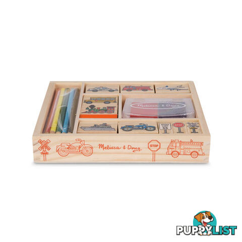 Melissa & Doug - Wooden Stamp Set - Vehicles - Mdmnd2409 - 000772024099