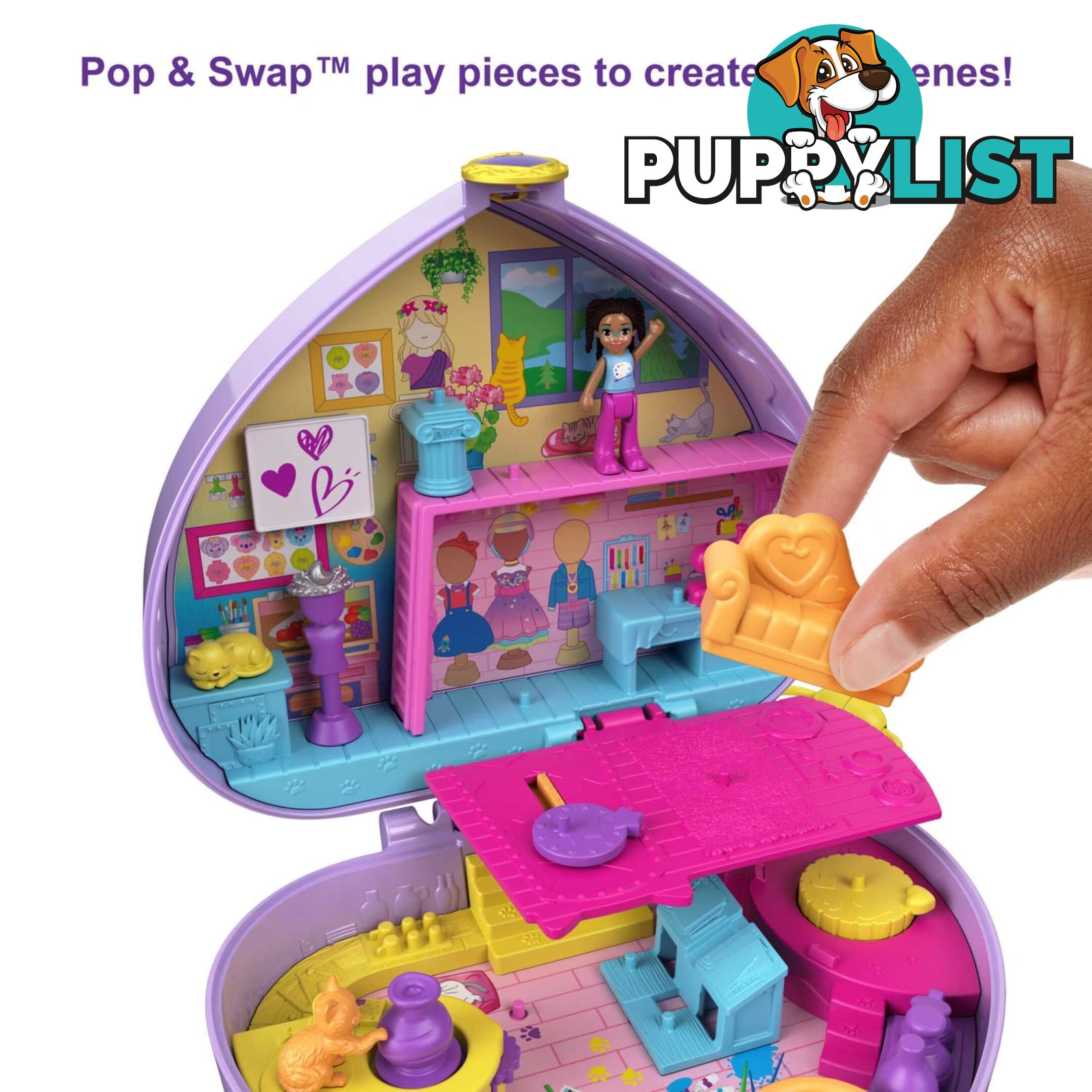 Polly Pocket - Art Studio Compact Starring Shaniâ„¢ Mattel - Mahgt15 - 194735057016