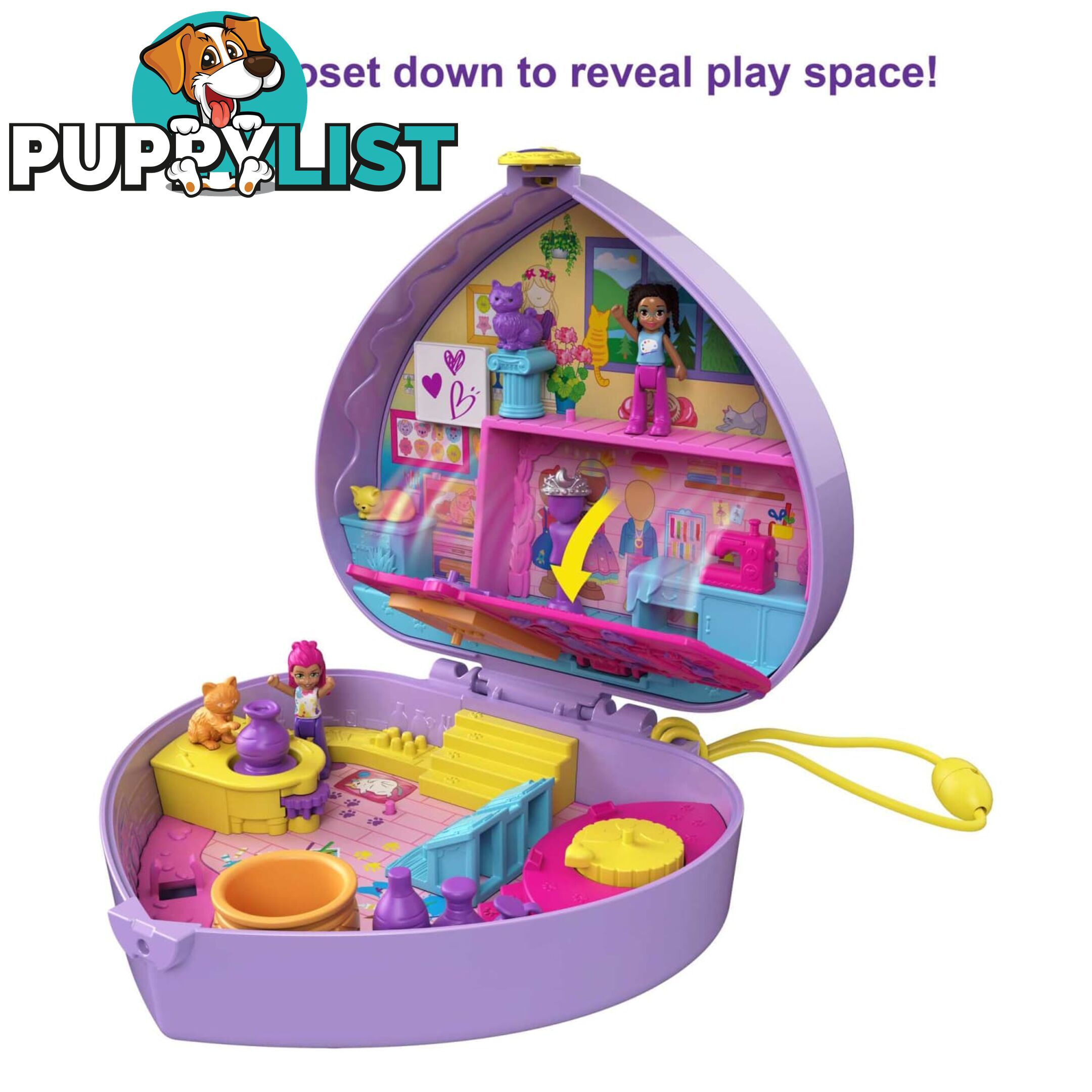 Polly Pocket - Art Studio Compact Starring Shaniâ„¢ Mattel - Mahgt15 - 194735057016