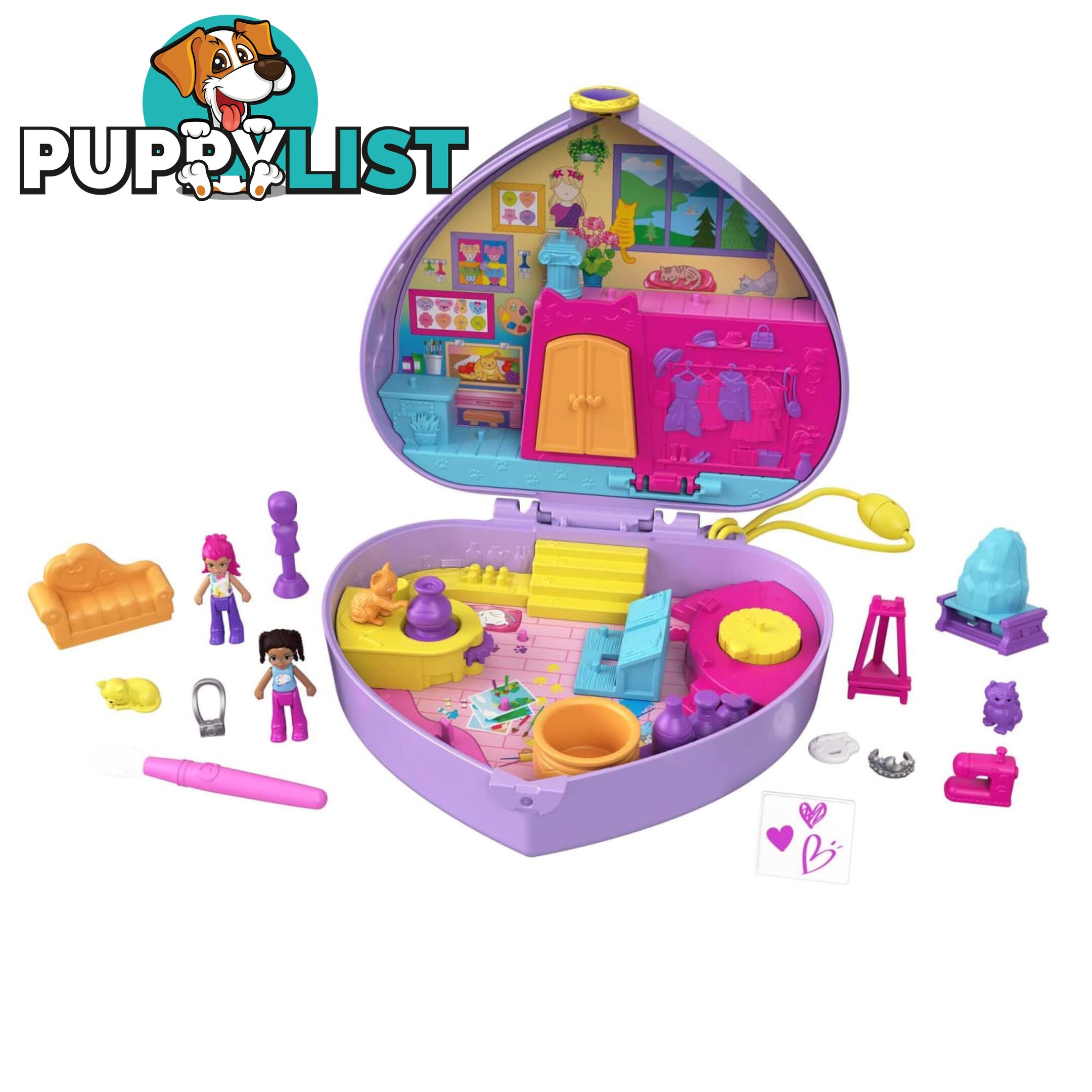 Polly Pocket - Art Studio Compact Starring Shaniâ„¢ Mattel - Mahgt15 - 194735057016