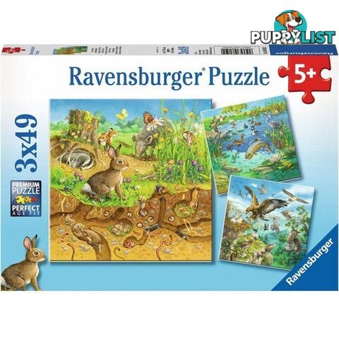 Ravensburger - Animals In Their Habitats 3x49 Piece Jigsaw Puzzle Rb08050 - 4005556080502