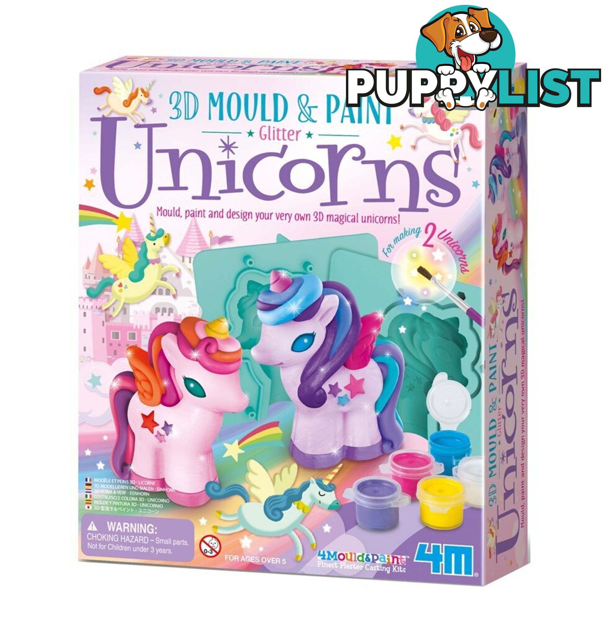 4m - Mould & Paint - 3D Glitter Unicorns - Johnco - Jpc4770 - 4893156047700