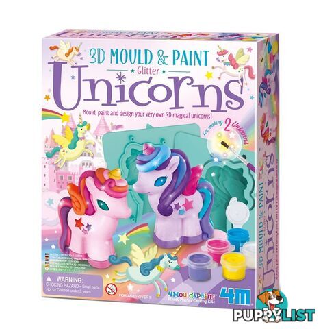 4m - Mould & Paint - 3D Glitter Unicorns - Johnco - Jpc4770 - 4893156047700