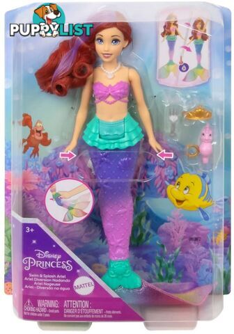 Disney Princess - Ariel Swimming Mermaid Doll - Mattel - Mahpd43 - 194735156306