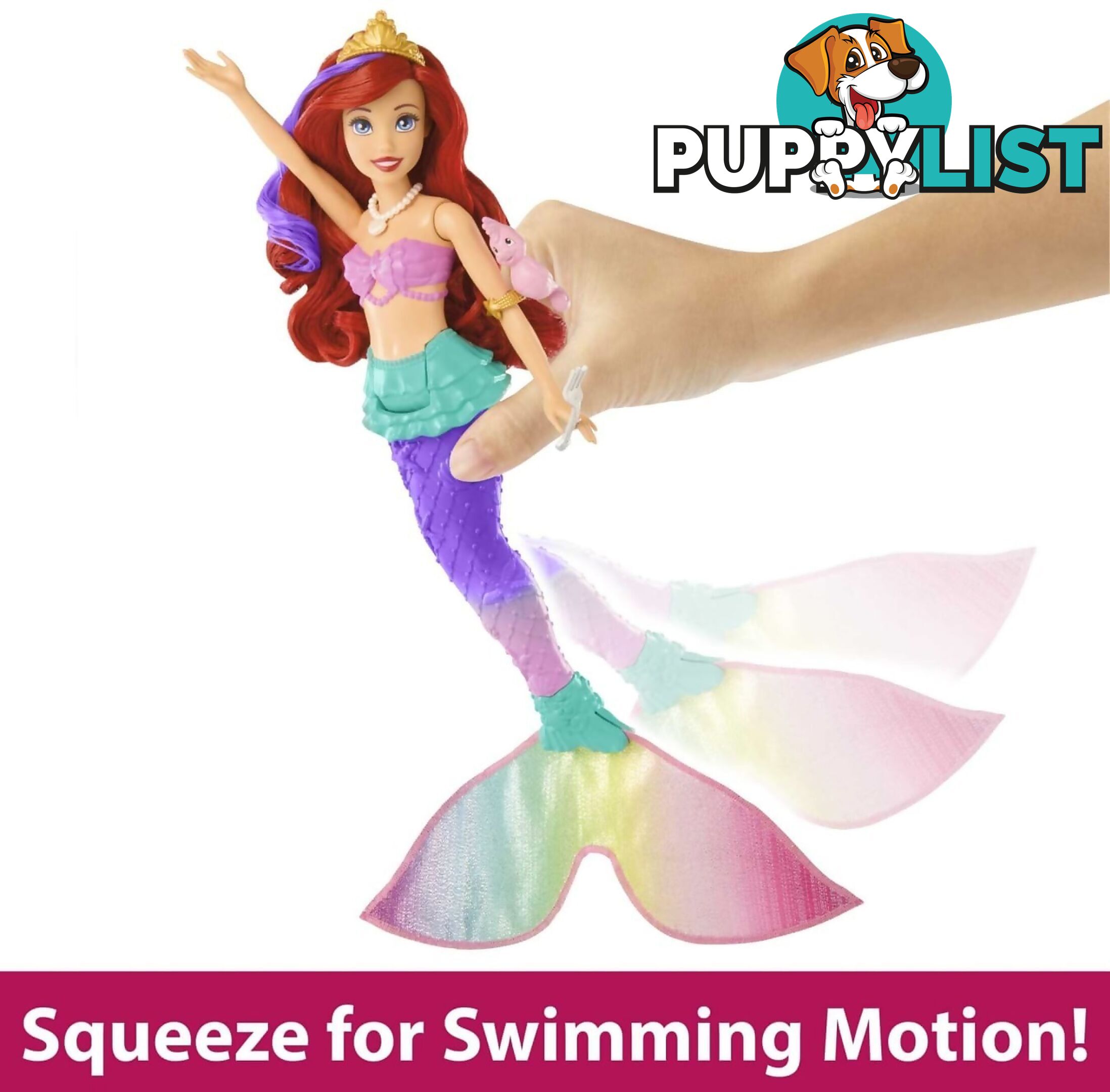 Disney Princess - Ariel Swimming Mermaid Doll - Mattel - Mahpd43 - 194735156306