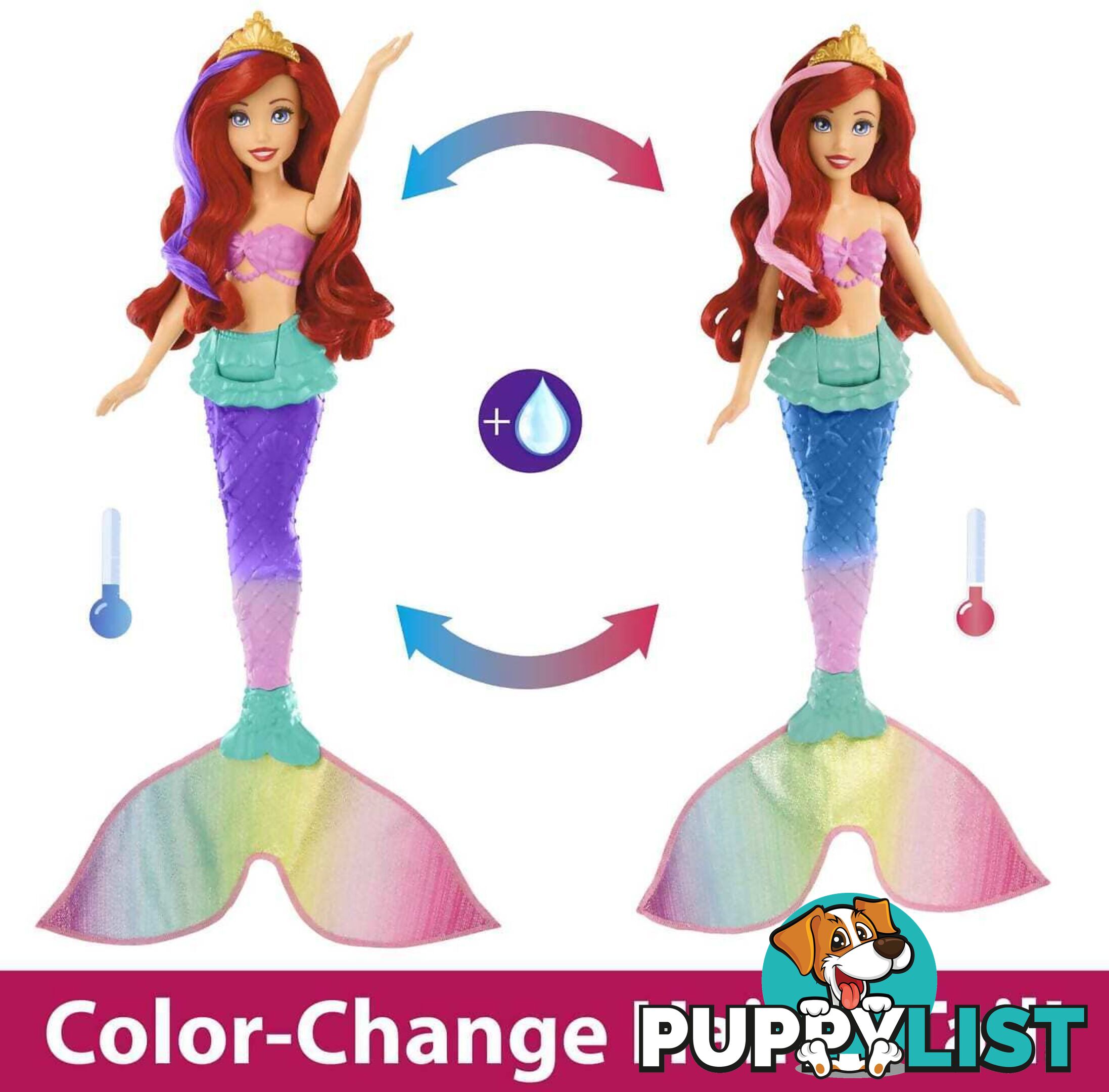 Disney Princess - Ariel Swimming Mermaid Doll - Mattel - Mahpd43 - 194735156306