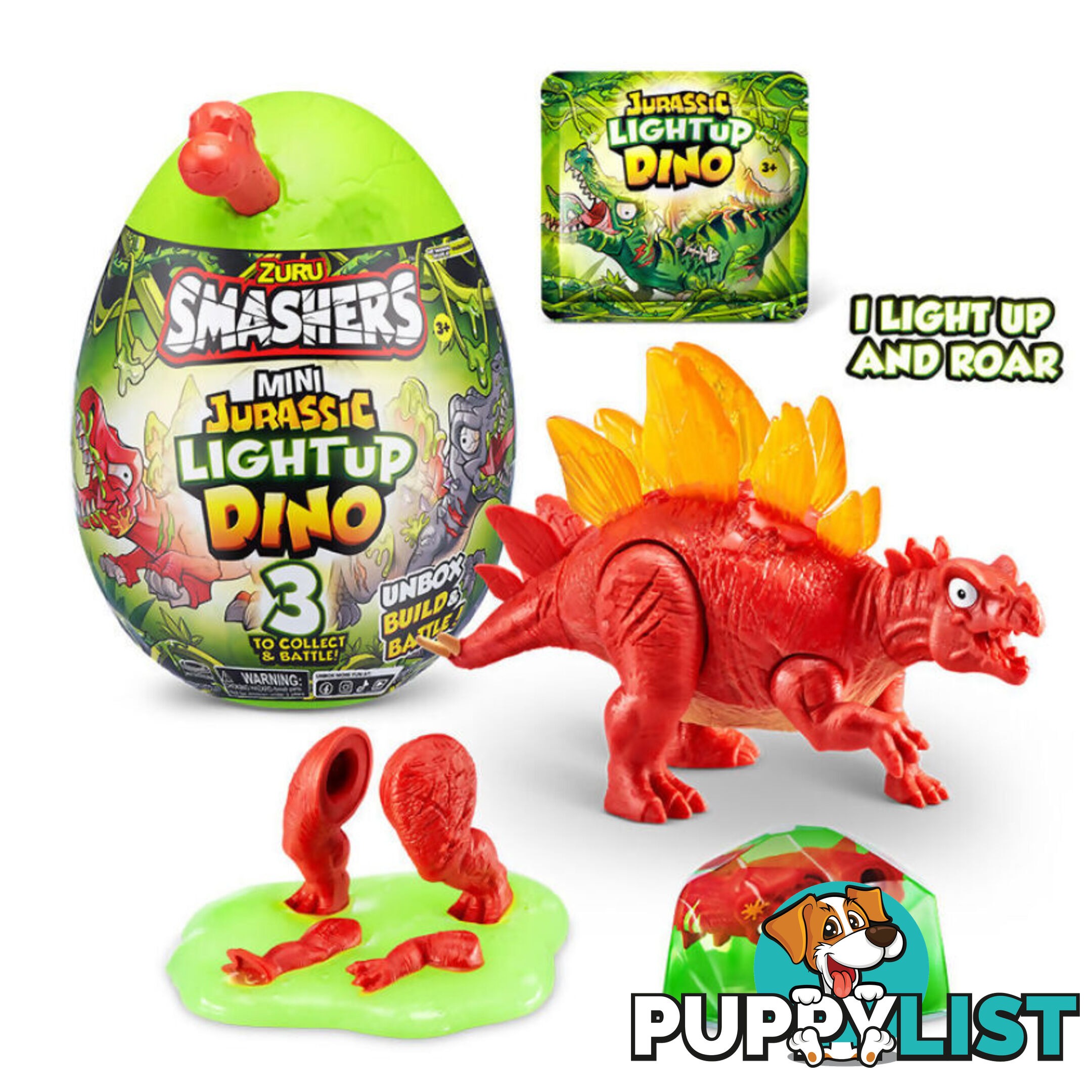 Zuru - Smashers Mini Jurassic Light Up Dino Egg Surprise - Assorted Styles (chosen At Random) - Azazt74107sq1 - 193052051363